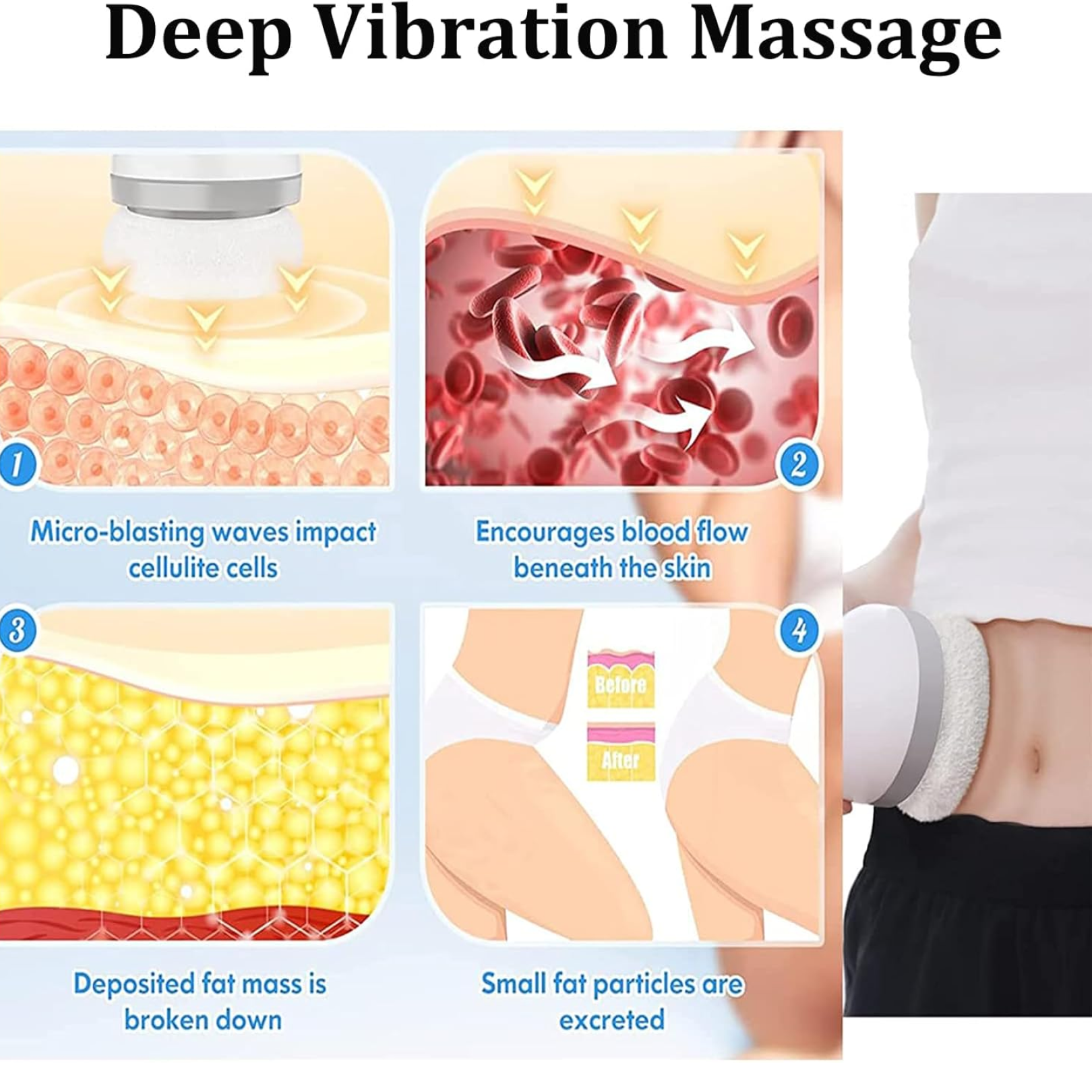 Side view of the electric body massager highlighting its ergonomic design and pads.