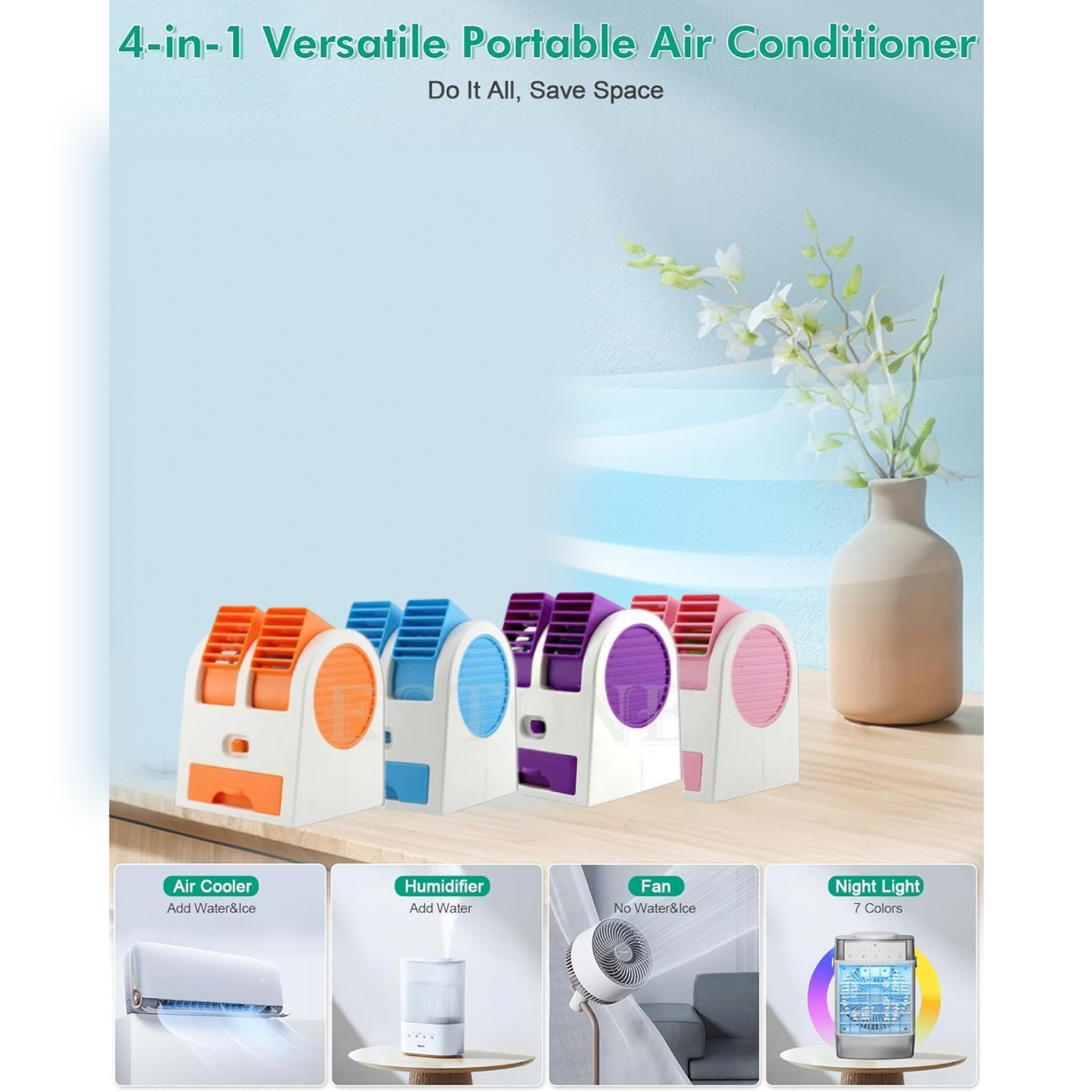 USB powered mini air conditioner with ice and fragrance functions