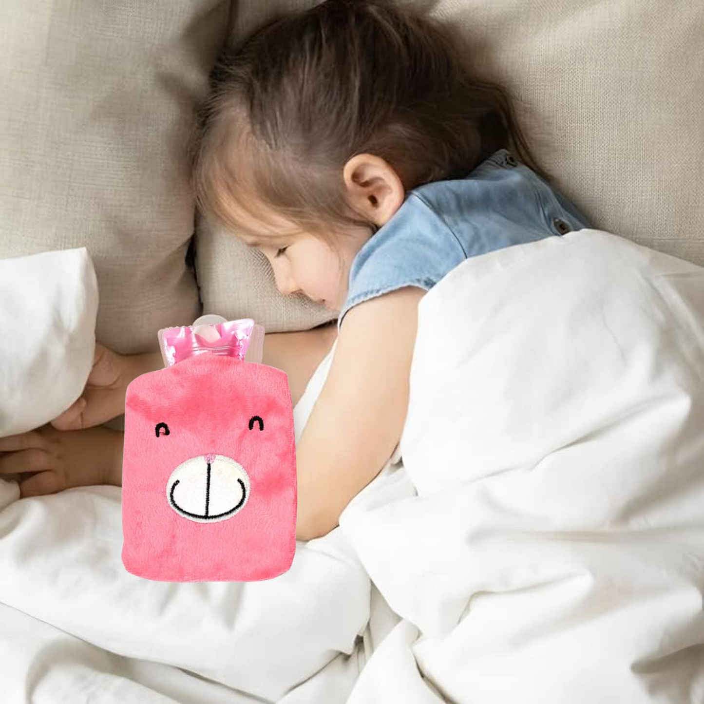 Ergonomic design of the Pink Hot Water Bag, ideal for neck and shoulder pain relief.