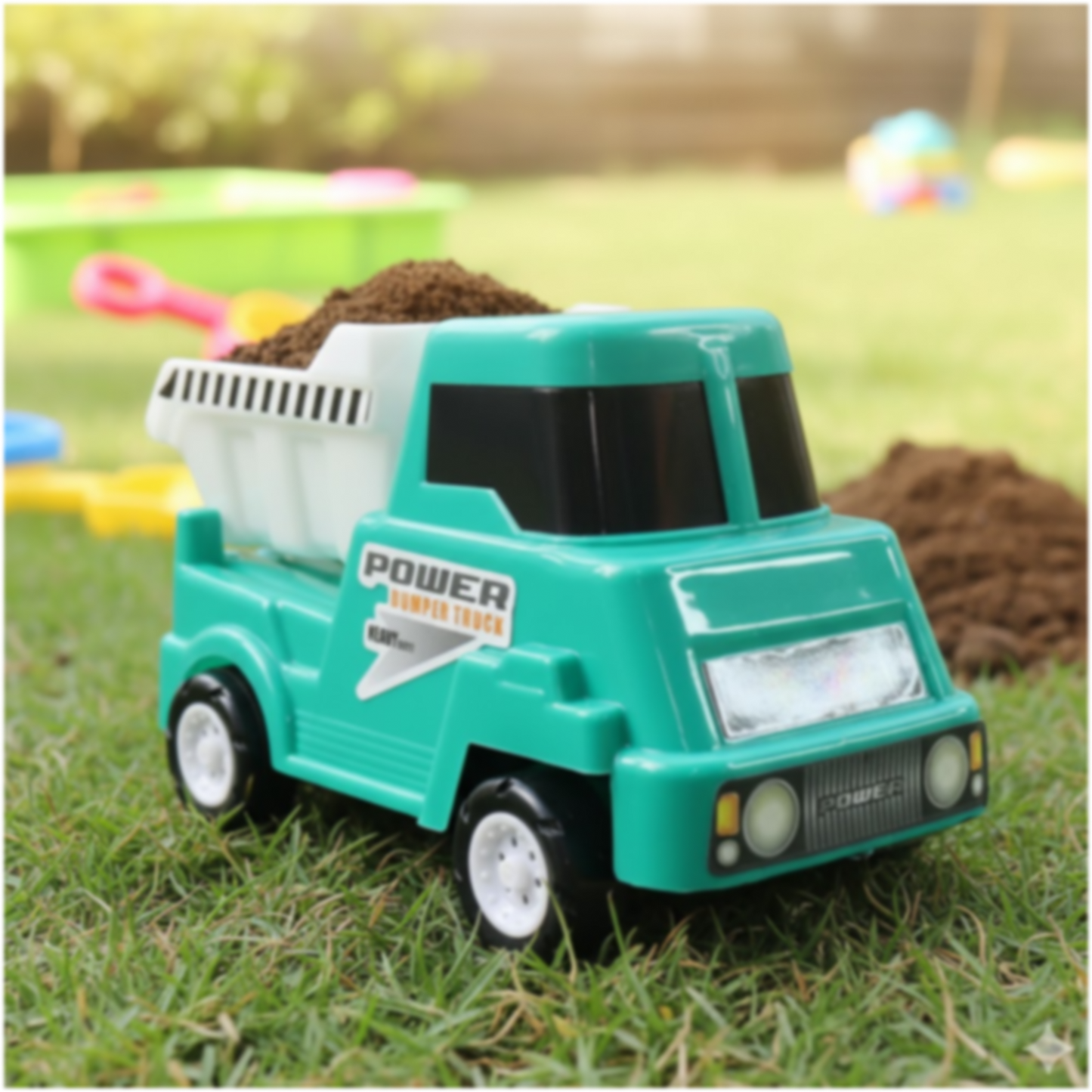 Heavy duty toy dump truck for children’s interactive play