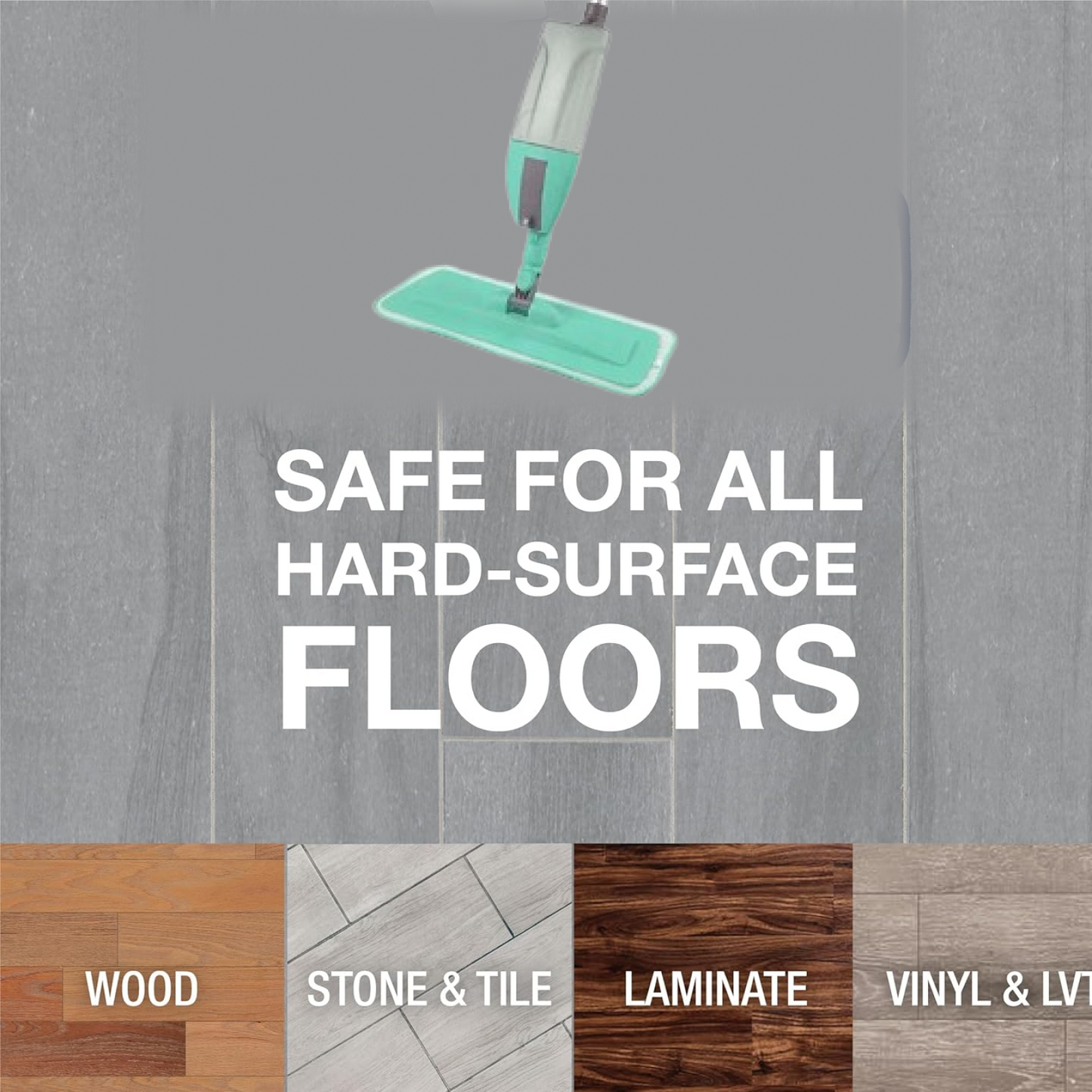 Detailed view of the ergonomic handle and spray trigger on the floor cleaning mop.