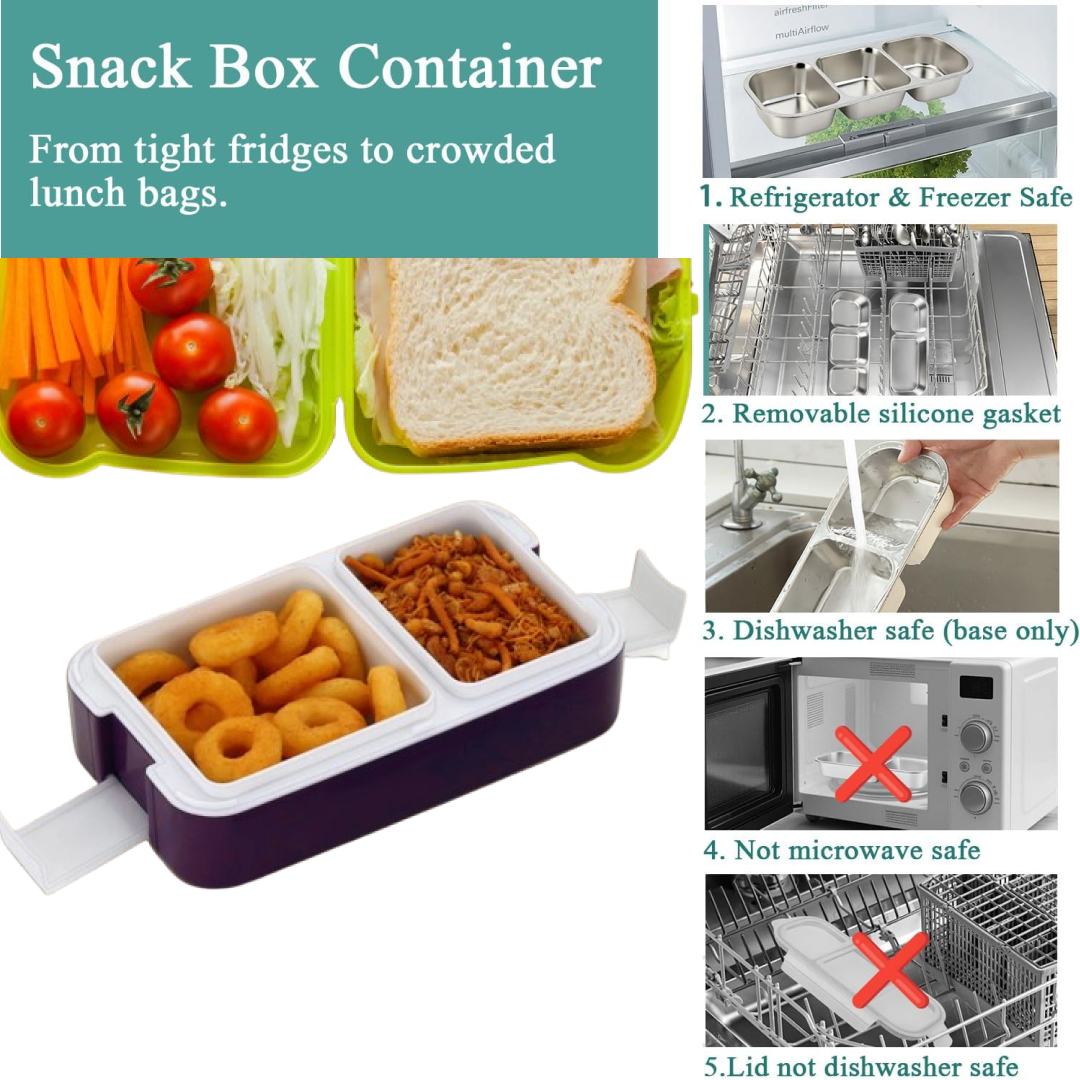 Overhead view of the open lunch box, showcasing its two distinct compartments for organized meals.