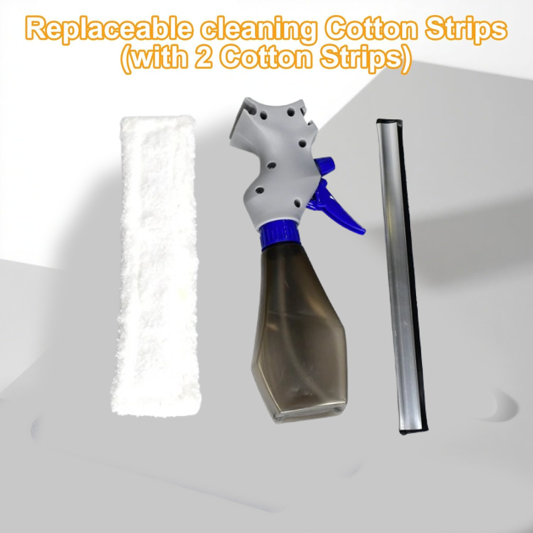 Diagram showing how to refill the spray bottle of the glass cleaner.