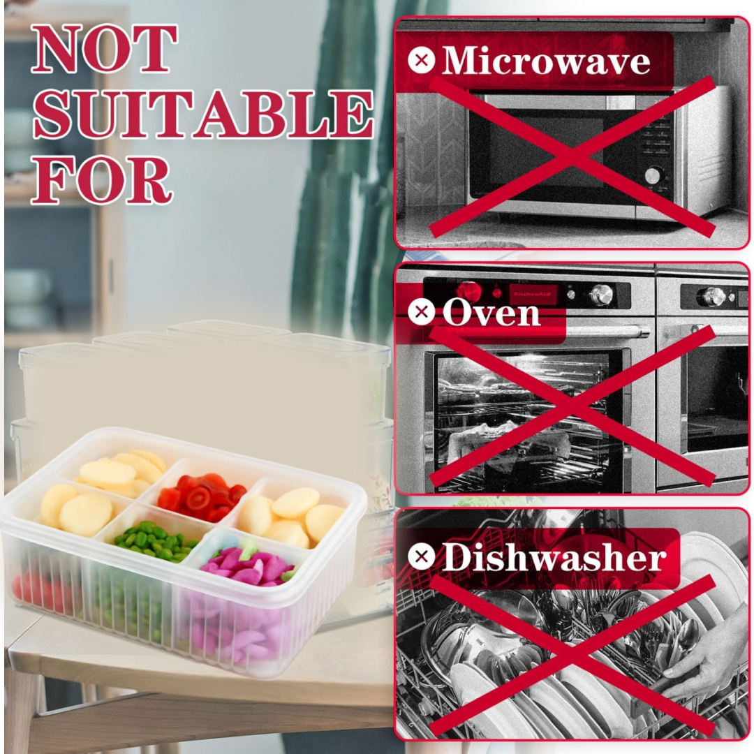 Multiple modular fridge storage boxes neatly arranged inside a refrigerator for organization.