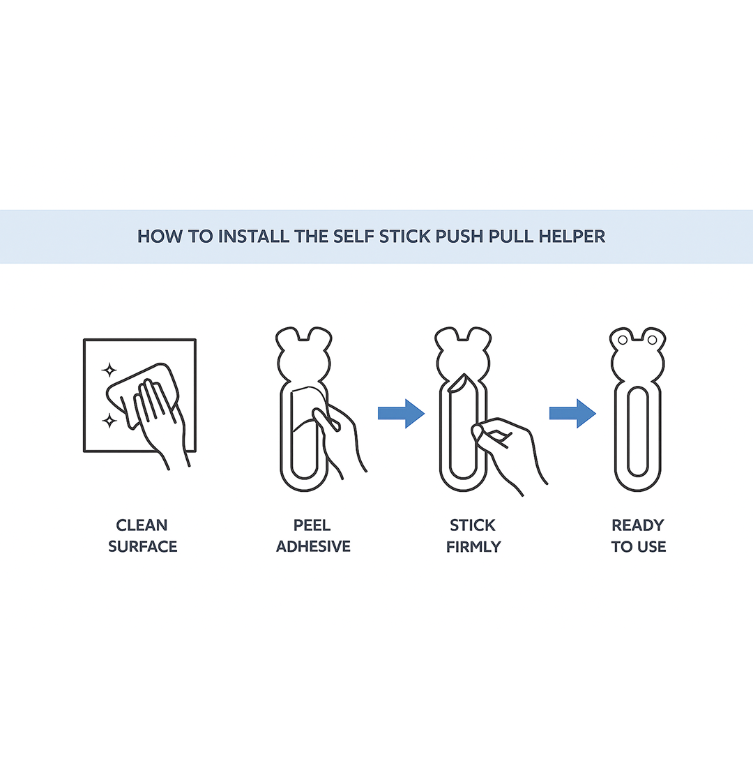 Push pull door safety helper handle for easier grip and access