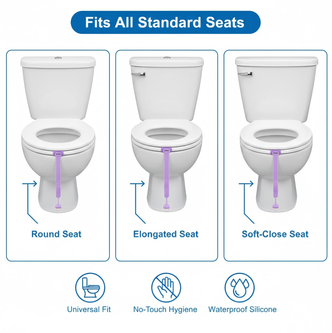 Packaging for the Bathora silicone toilet seat lifter, highlighting its features.