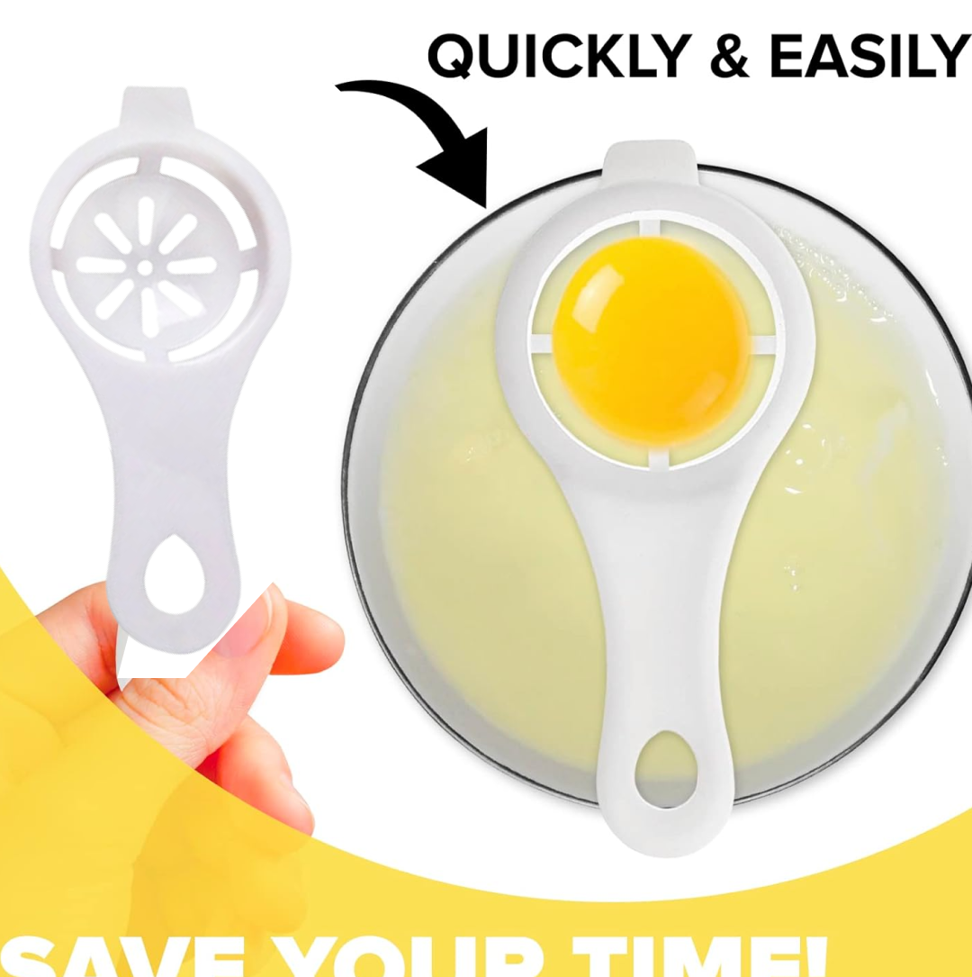 Side view of egg yolk separator showing holes for separating.