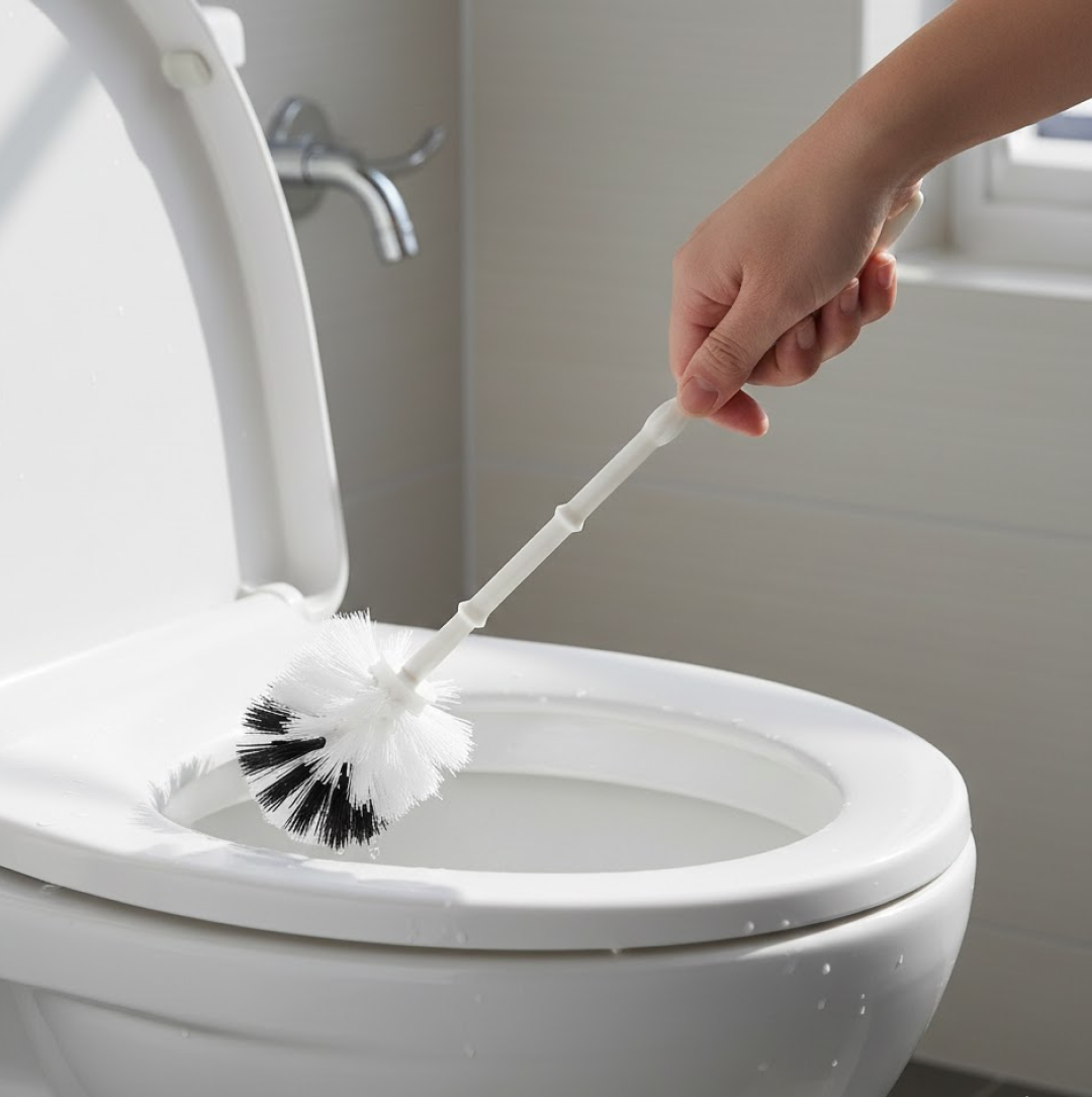Diagram showing effective usage of the Pro Clean toilet cleaning brush.