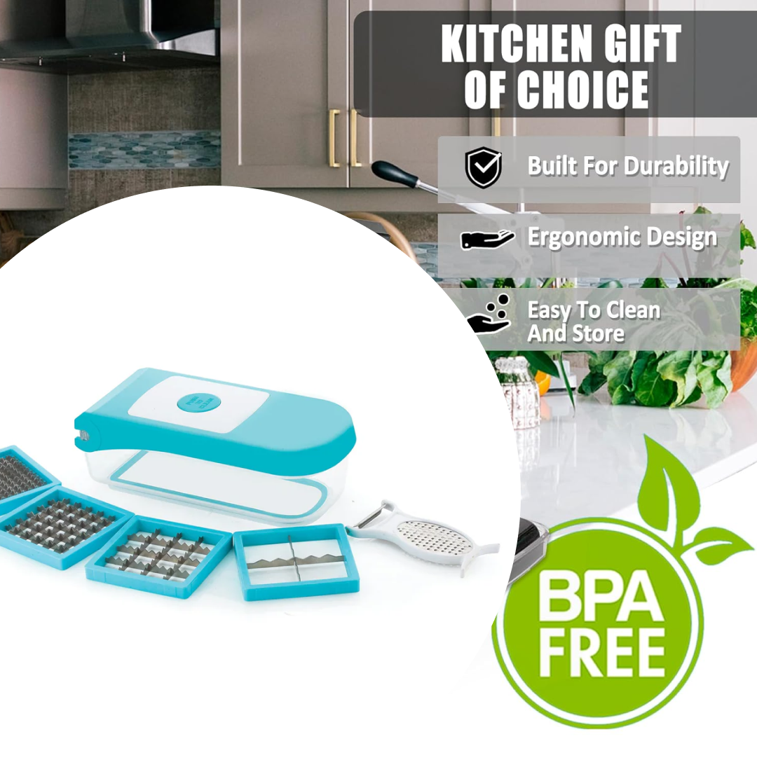 Step-by-step instructional diagram for assembling and using the Ganesh Vegetable Dicer.