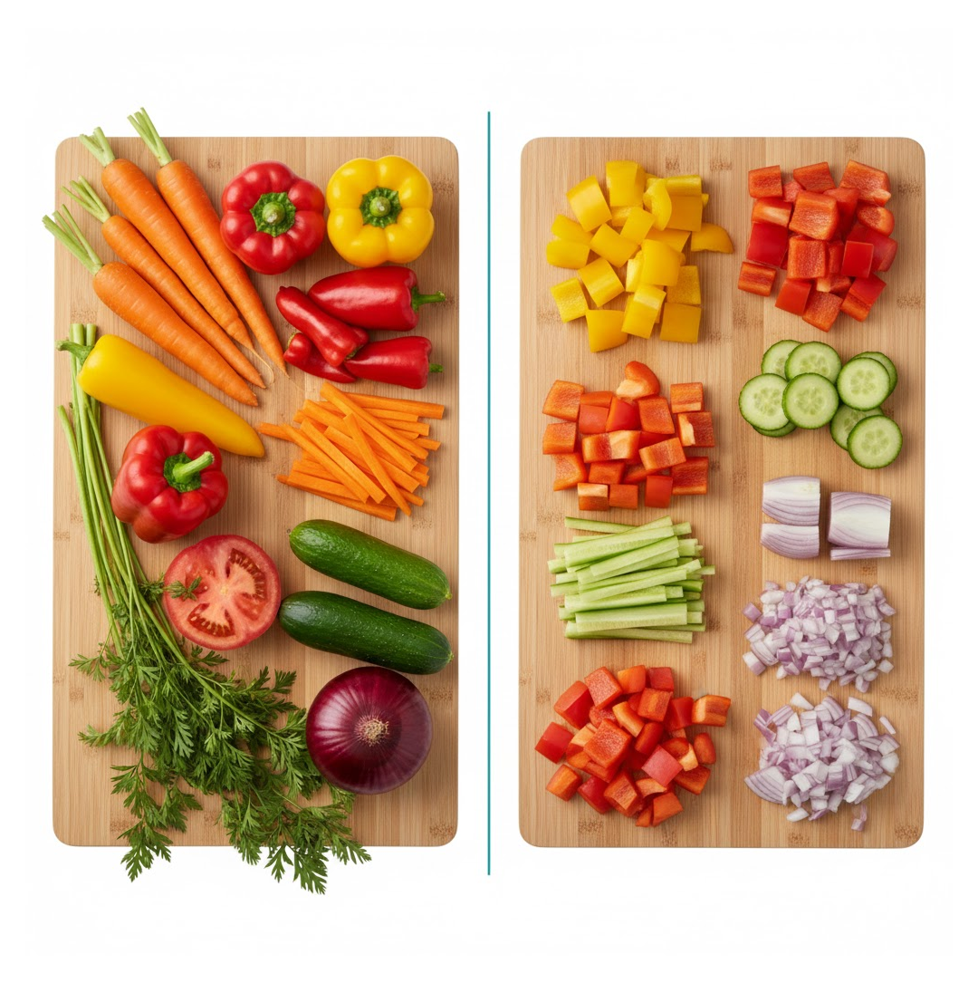 Close-up view of the sharp stainless steel blades of the Ganesh Vegetable Dicer.