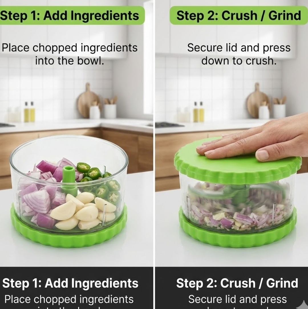 Side profile of the multi-functional Kitchen Chopper, showing its compact design.