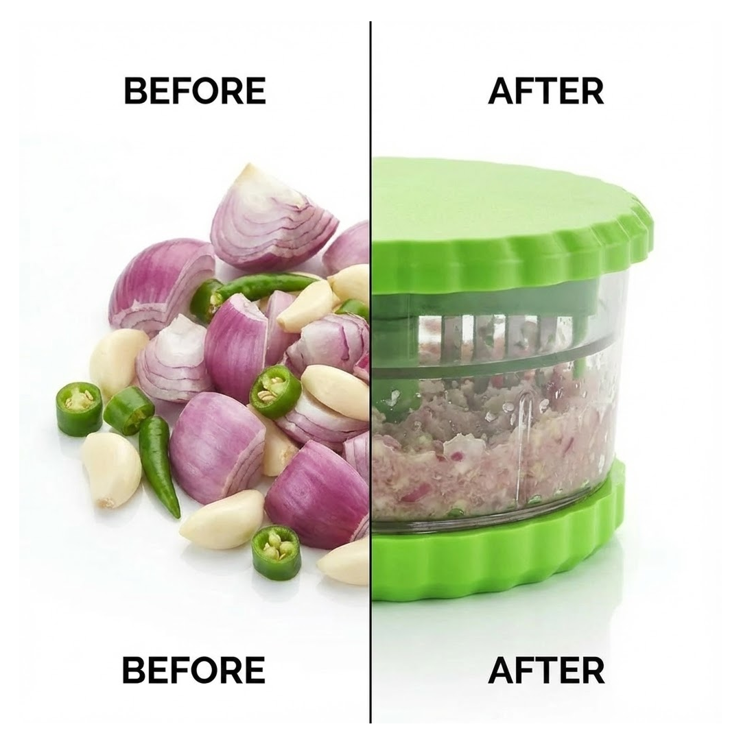 Front view of the Quickslice Kitchen Chopper, ready for use.