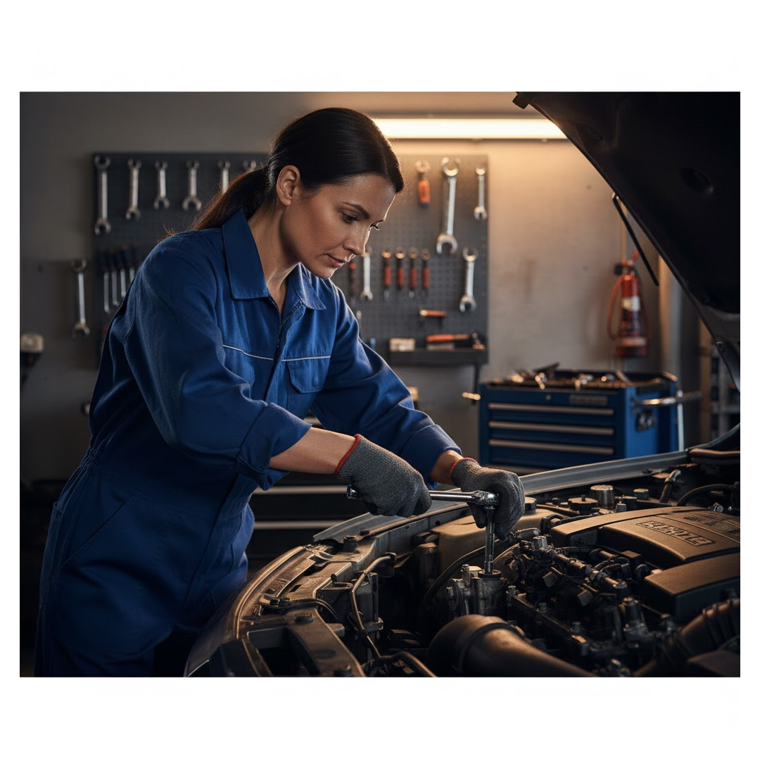 The BoltForce socket wrench set laid out, showcasing the variety of 6-point metric sockets.
