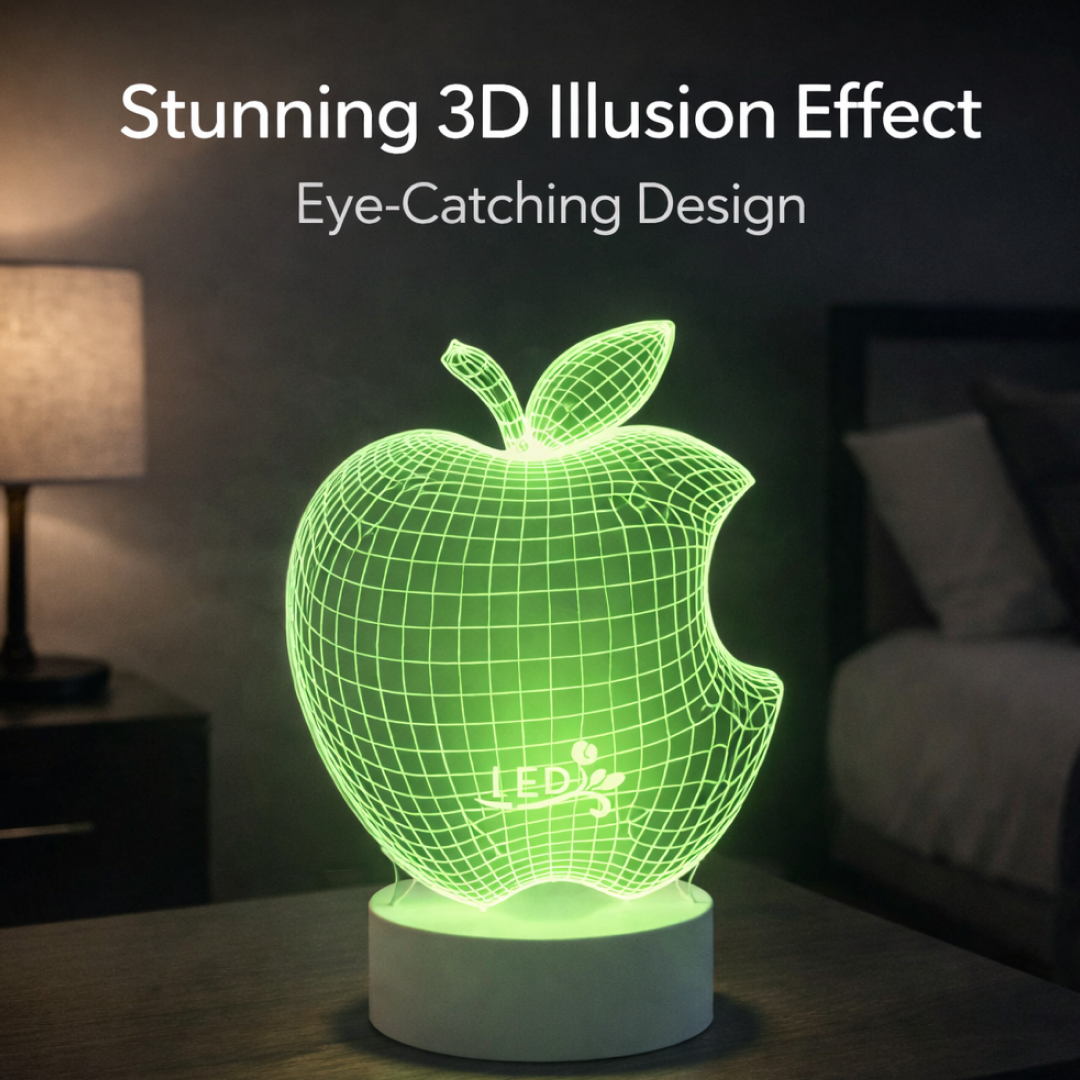 The 3D Illusion Night Light casting a warm glow, perfect for creating a cozy ambiance in a drawing room.