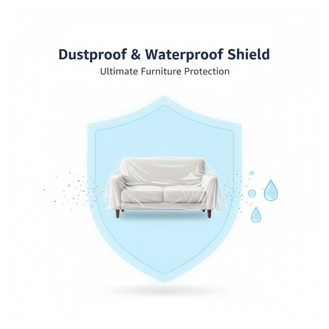 Detail shot of the elasticized edge providing a snug fit on the disposable furniture cover.