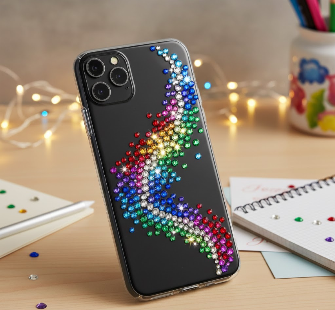 Decorative shiny crystal stickers, perfect for enhancing school projects and assignments.