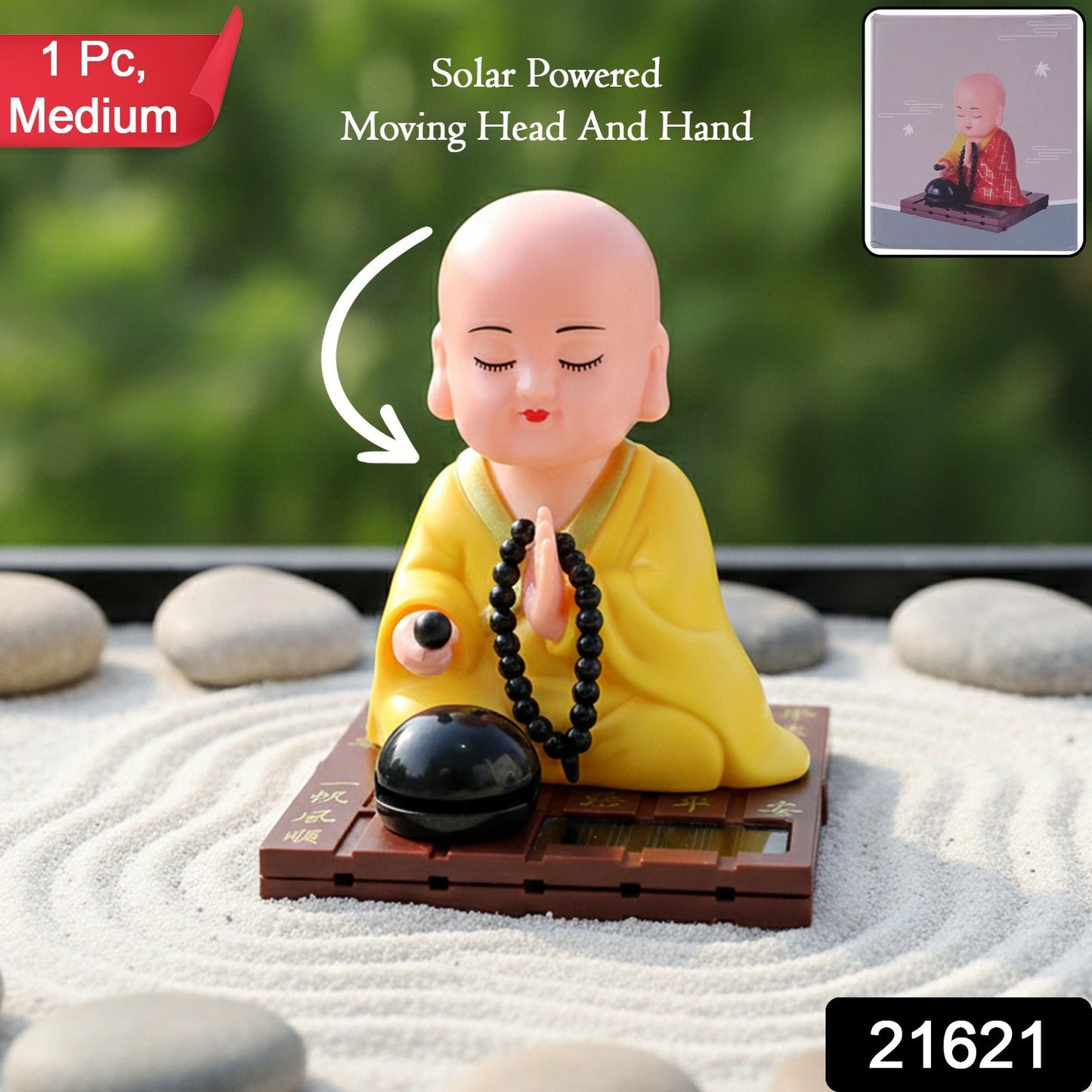 Handcrafted yellow monk Buddha statue for home decor