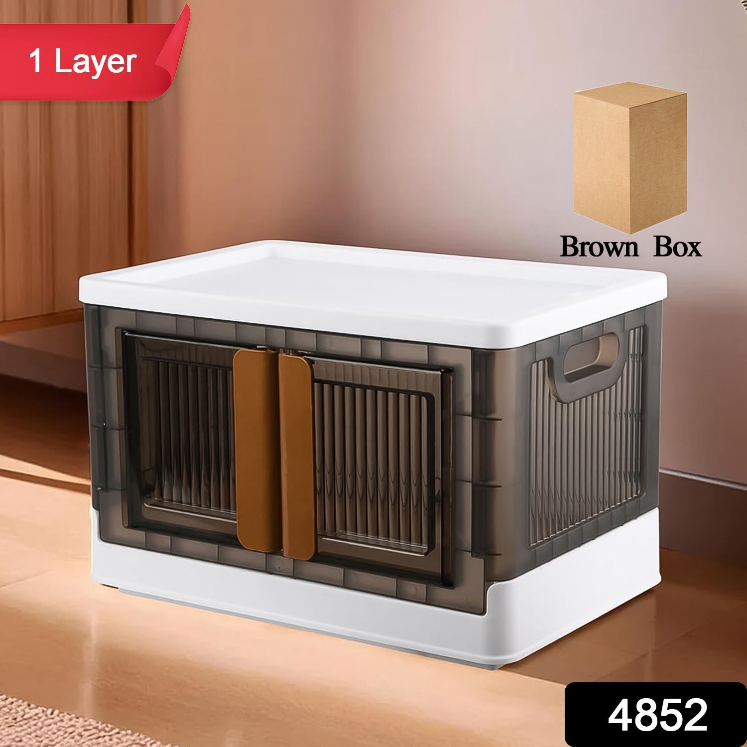 Double door plastic folding wardrobe storage bin for easy access