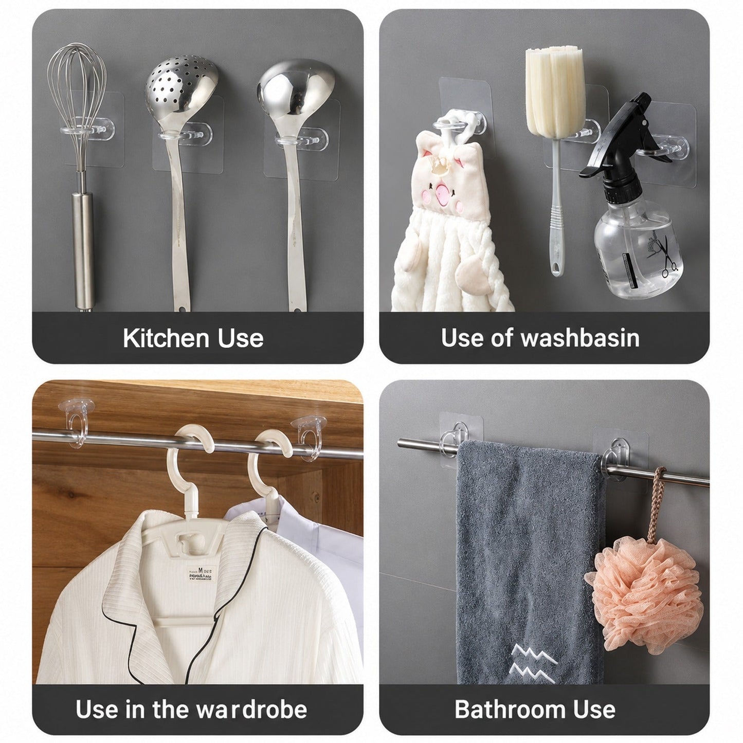 Adhesive plastic wall hook for everyday use
