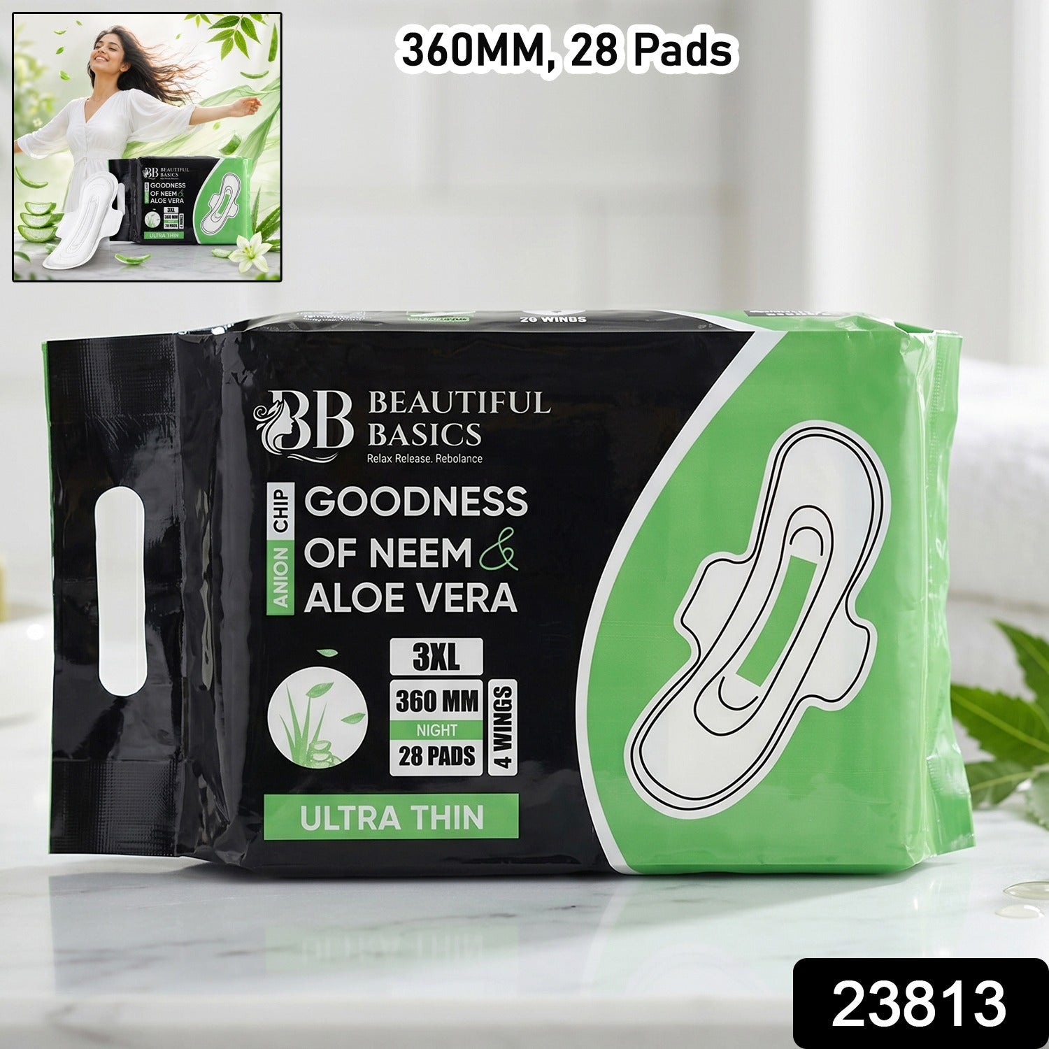 Main image of 3XL sanitary pads with wings for heavy flow night protection