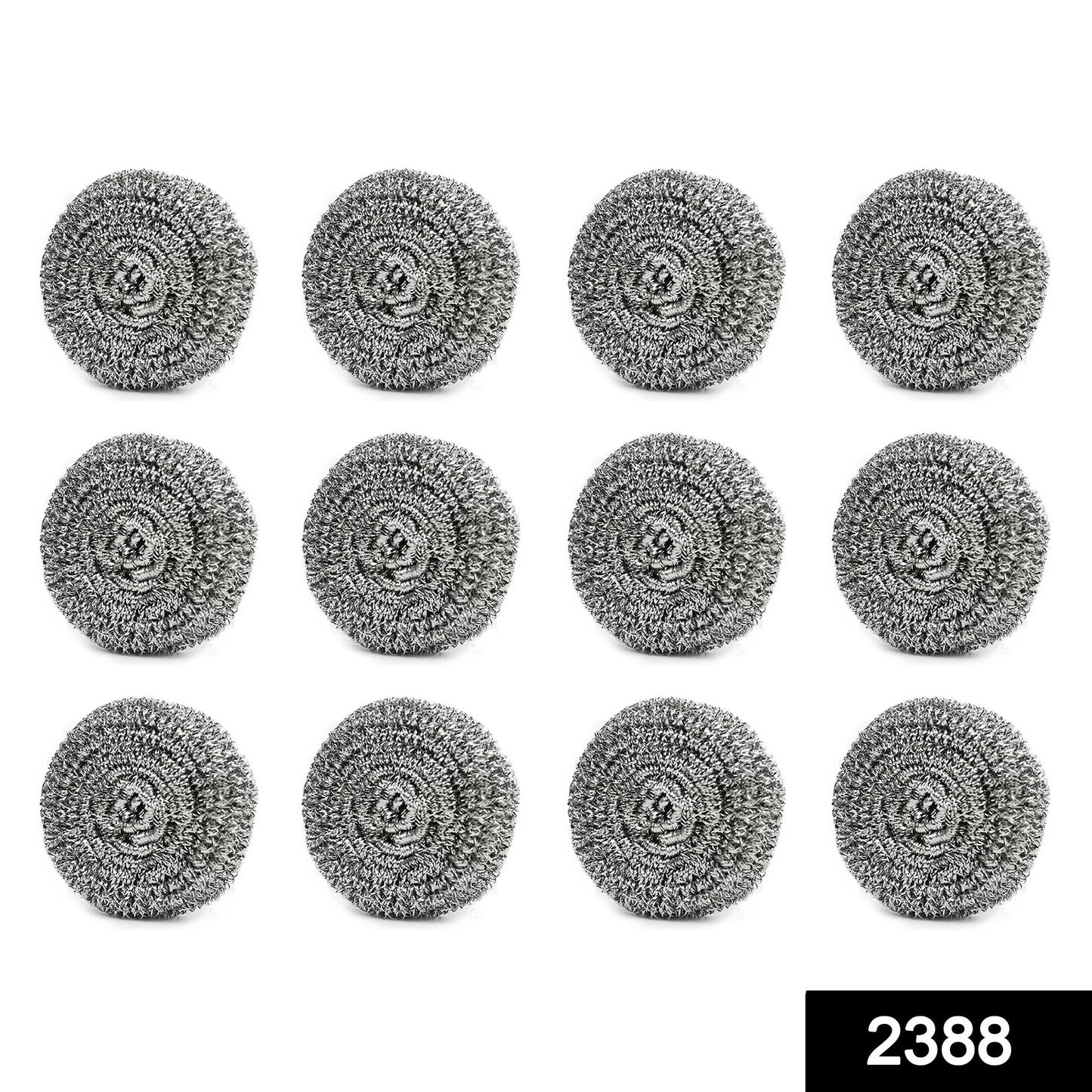 Close-up of a single stainless steel scrubber ball, showcasing its durable wire mesh.