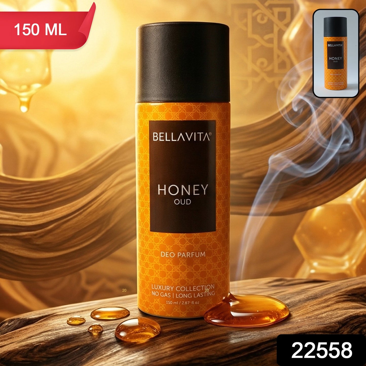 Spray application of Honey Oud Deo Perfume