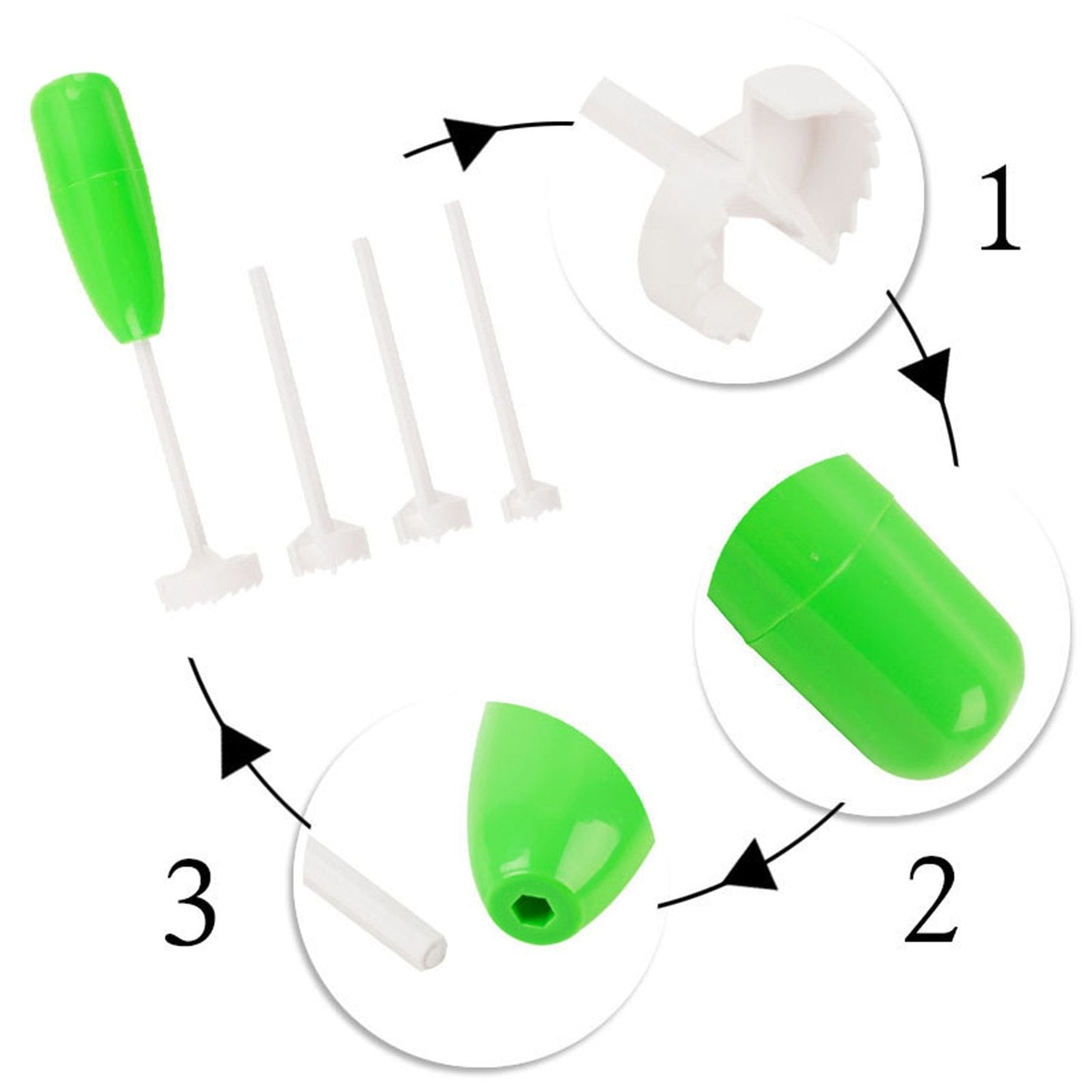Various vegetable cores removed by the spiralizer, ready for use in other dishes.