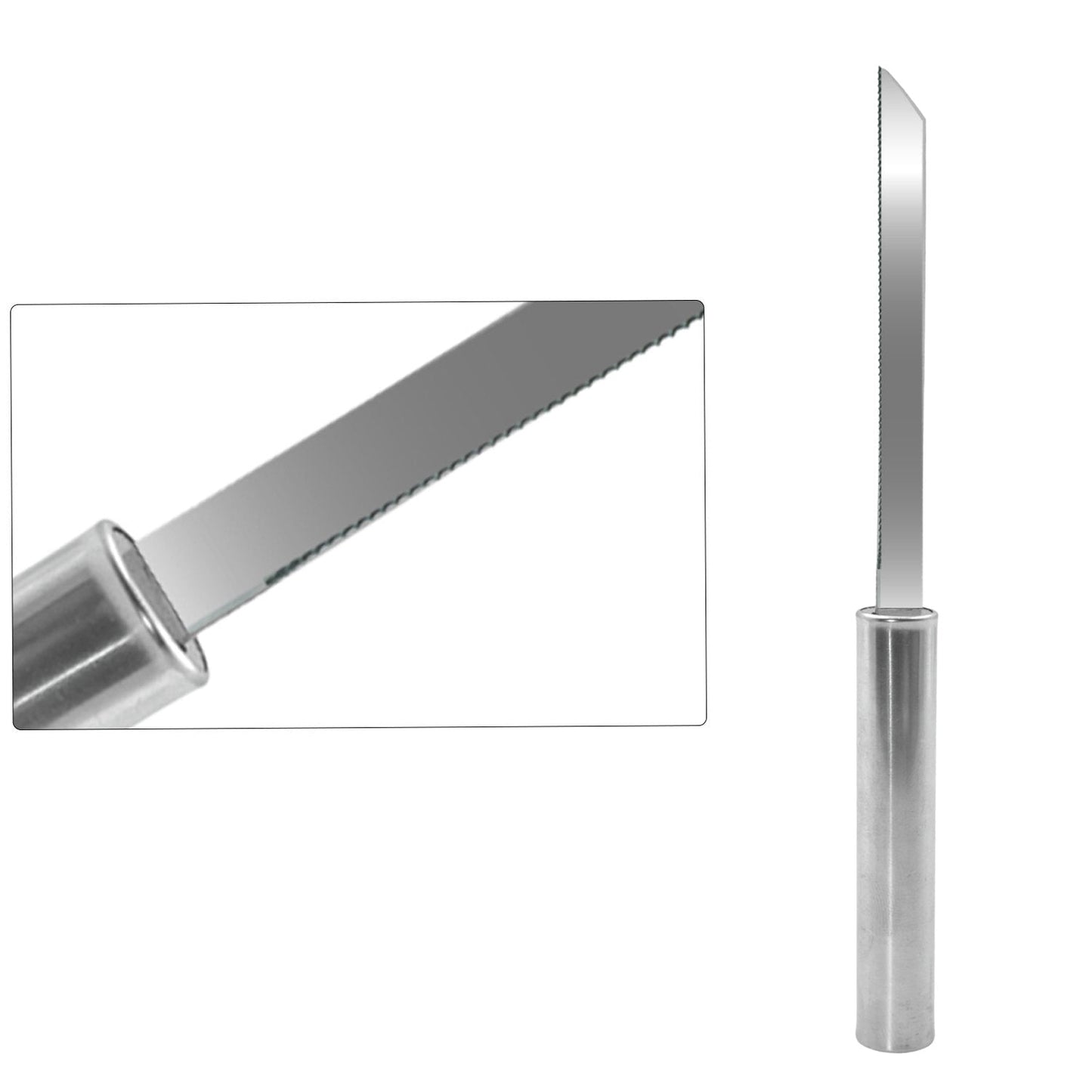Ergonomic utility knife demonstrating its sharp cutting ability on an onion.
