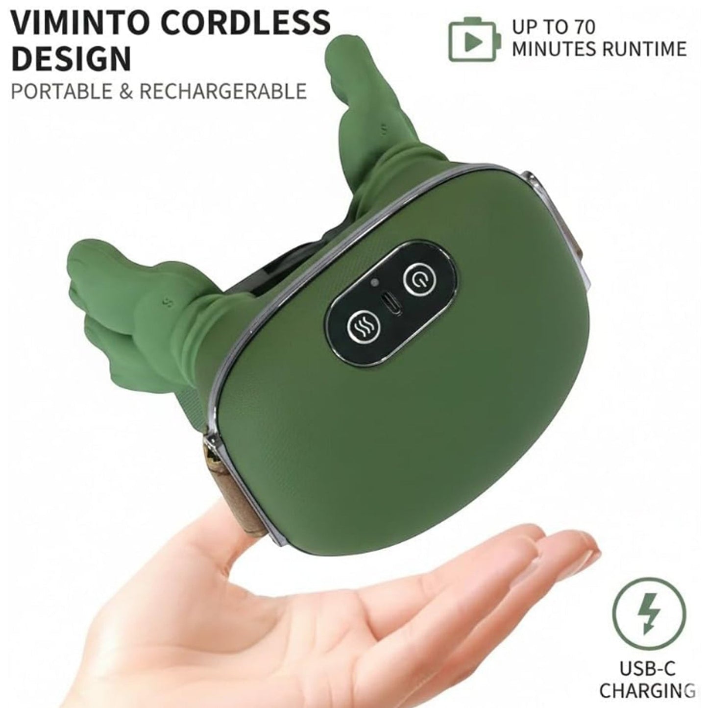 Rechargeable neck and shoulder massager with easy dual-button control panel