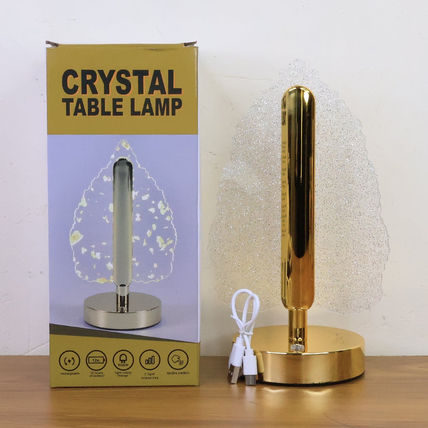 LED crystal table lamp ideal for Diwali decor and gifting with USB powered functionality