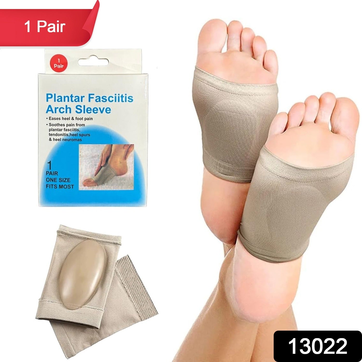 Informative graphic illustrating how the Arch Support Sleeve supports the foot's natural arch.