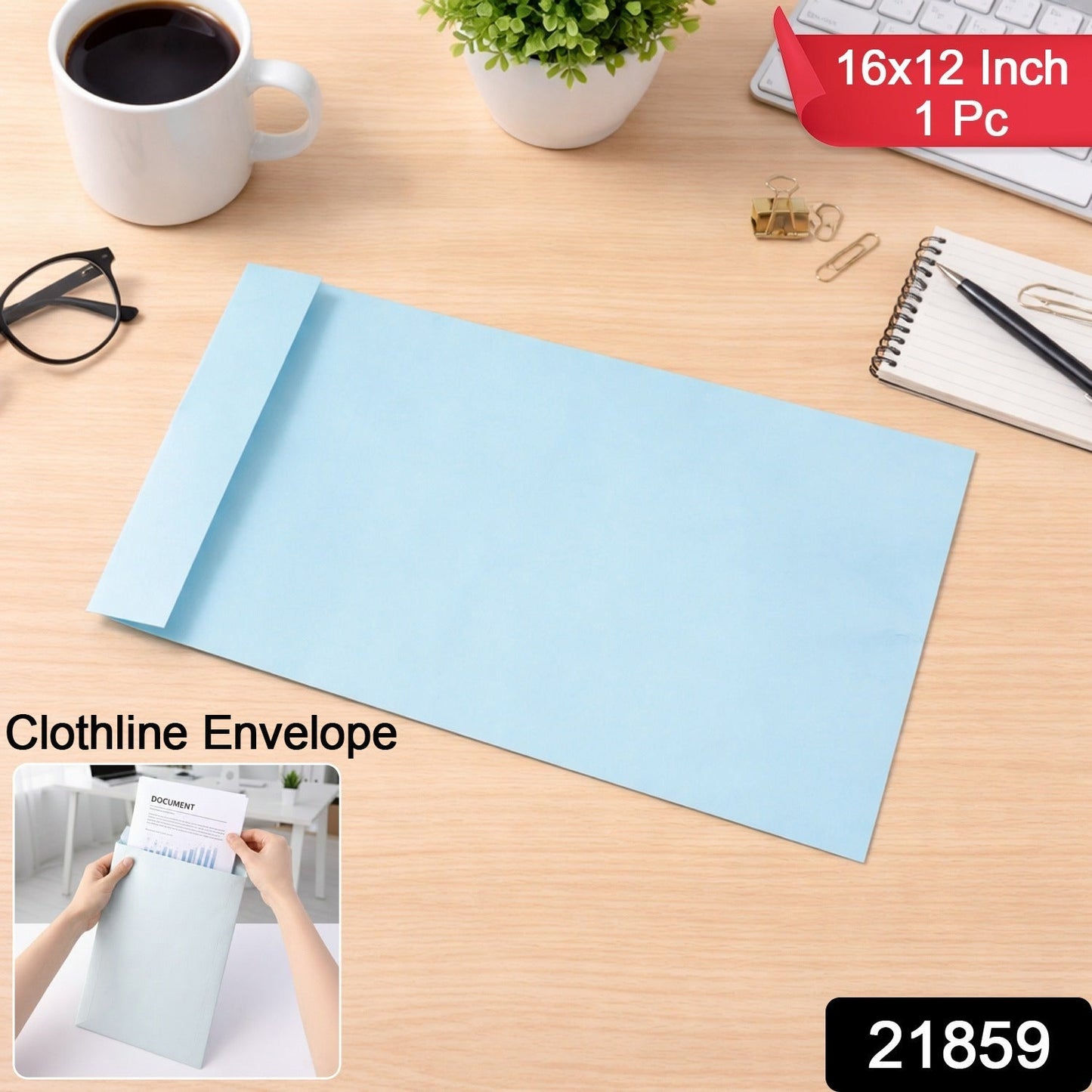 Clothline premium extra large card envelope with self-seal closure