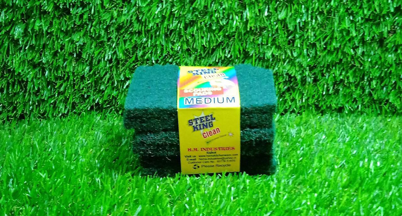 Aqua green scrub sponge pads on a white background, ready for household tasks.