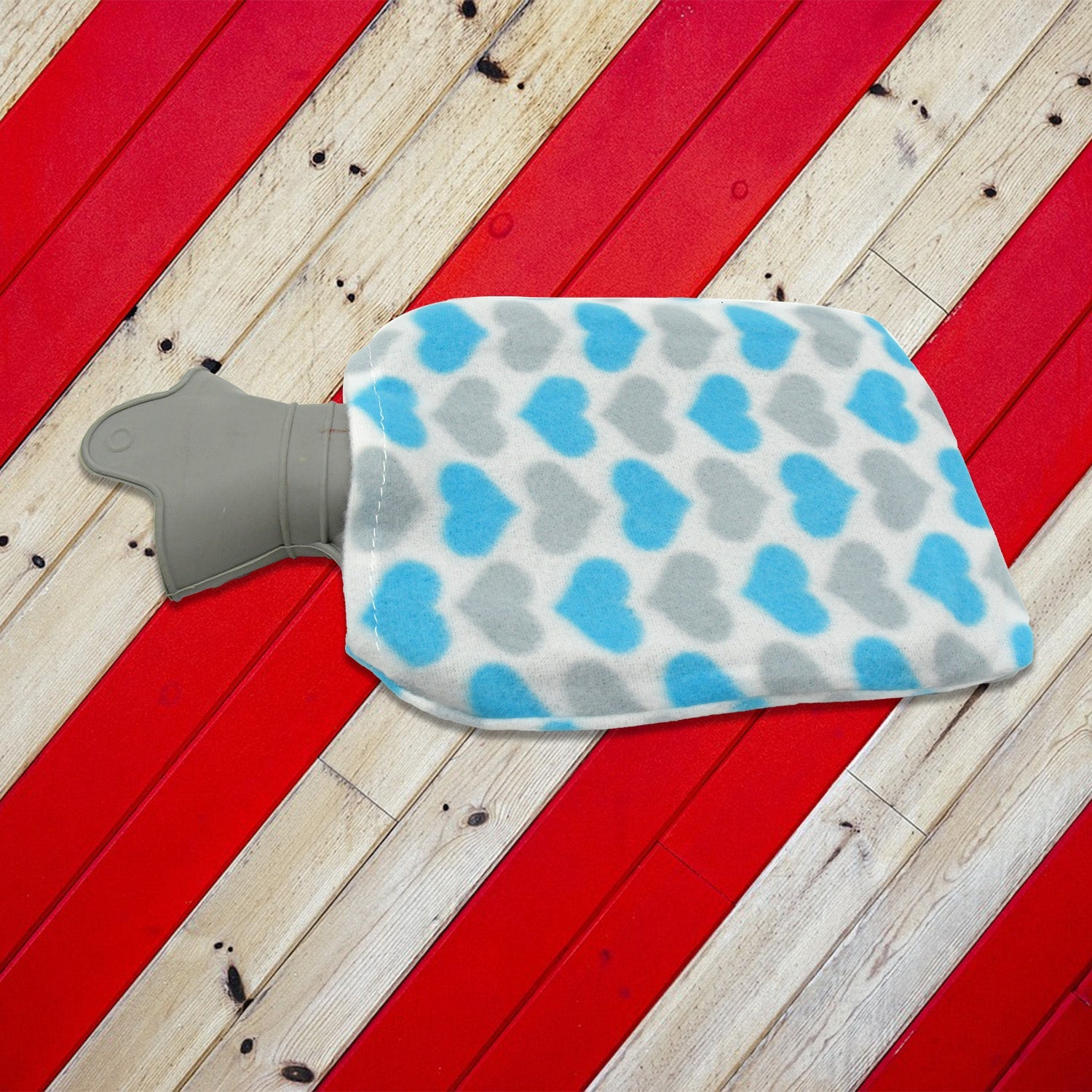 Leak-proof hot water bag with soft cover, ideal for pain relief.