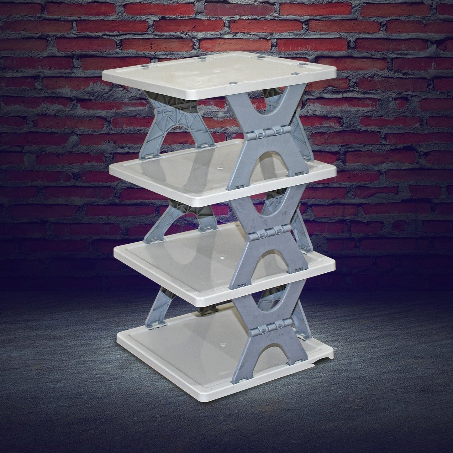 Close-up view of the durable ABS material and thoughtful design of the shoe rack.