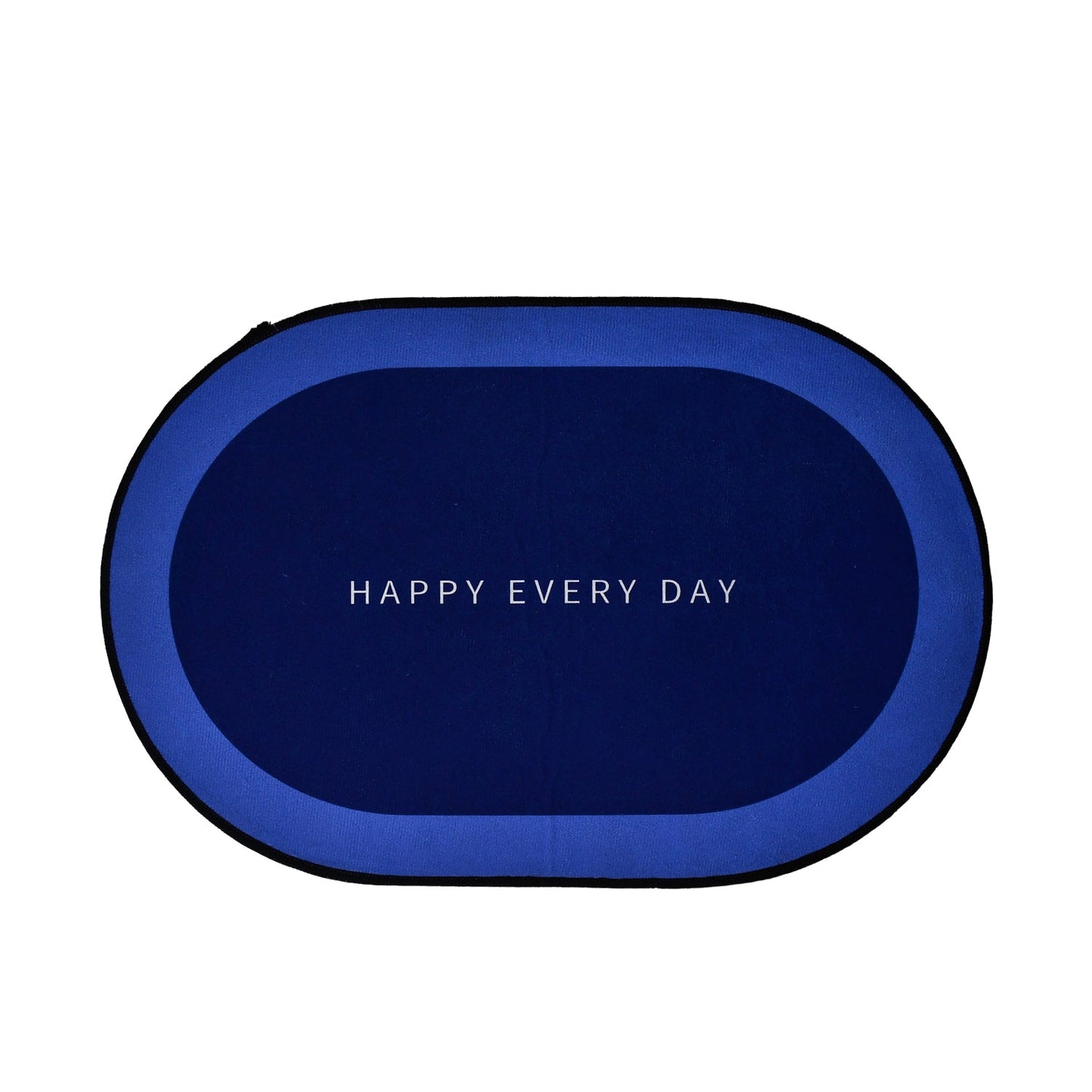 Oval shaped non-slip bath mat positioned on bathroom floor