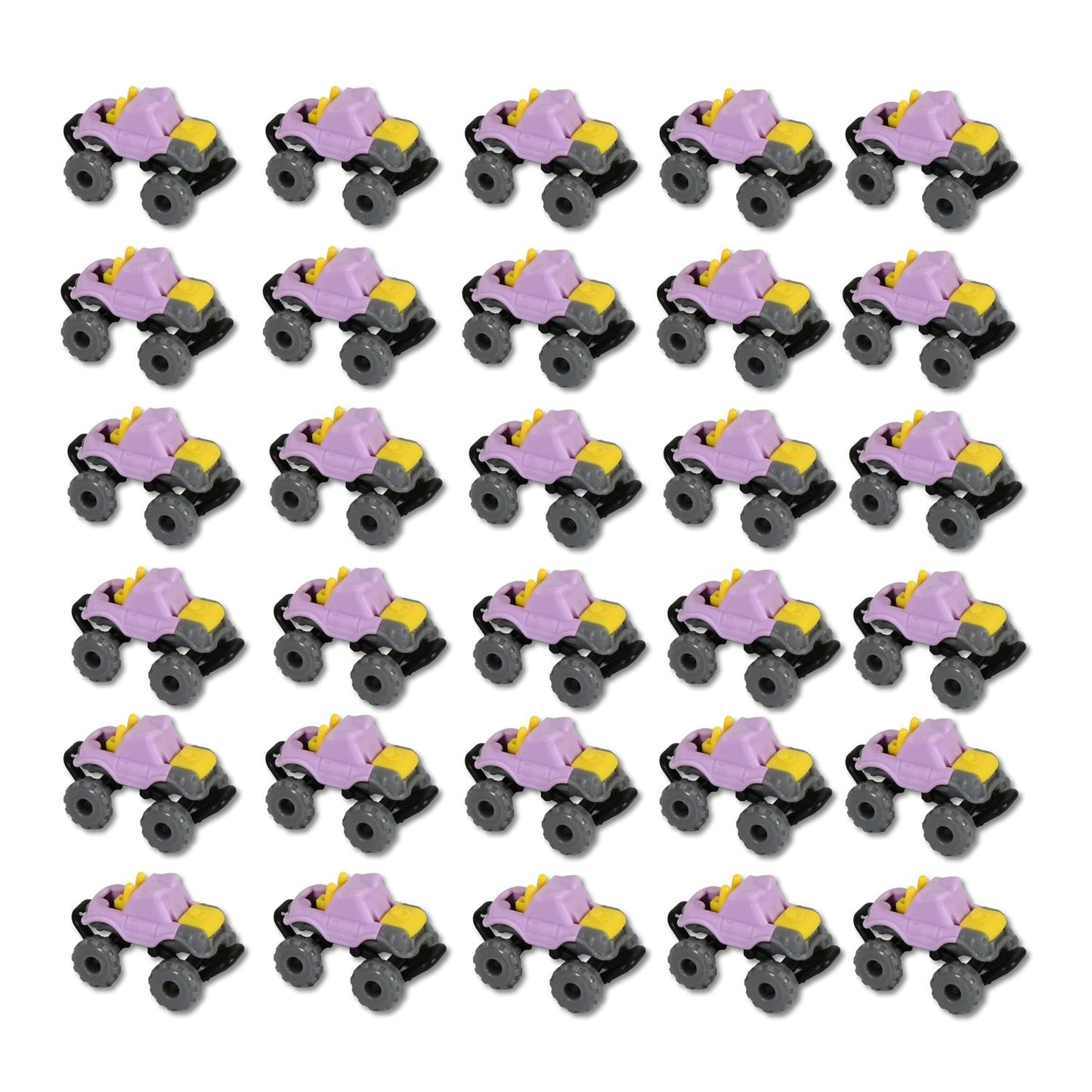 An overhead shot of the friction powered toy cars, highlighting their compact size and variety.