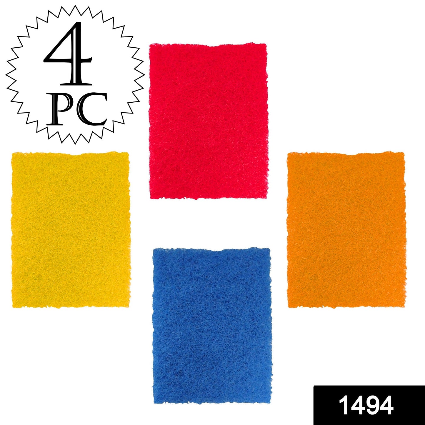 Set of 4 durable green cleaning pads for kitchen and home use.