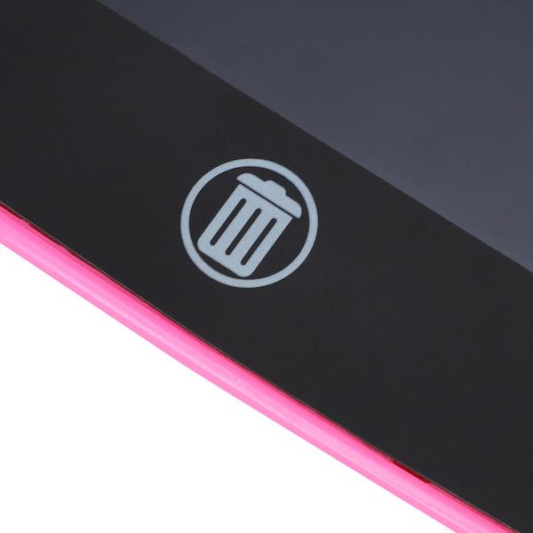 Detailed close-up of the LCD writing tablet's smooth surface and border.