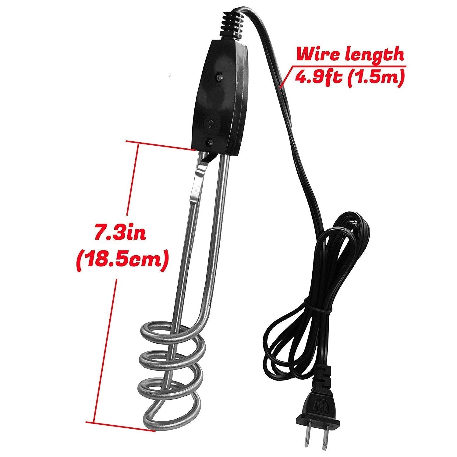 Side view of the 1000W electric water heater rod.