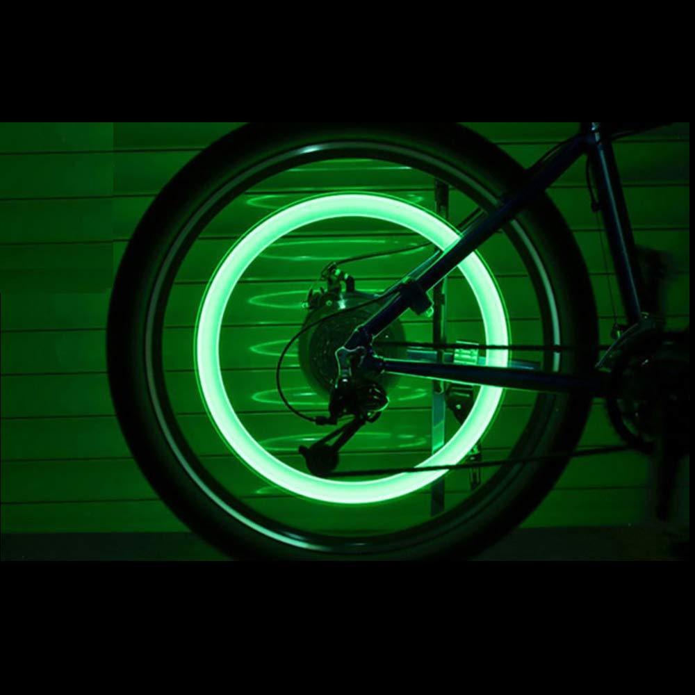 Dynamic LED valve caps shown on both a bicycle and a car tire for comparison.