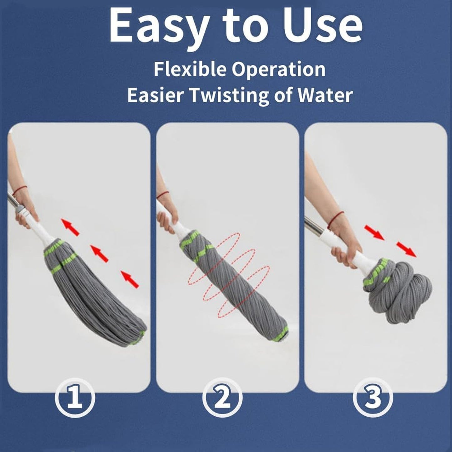 Cleaning mop with ergonomic adjustable handle