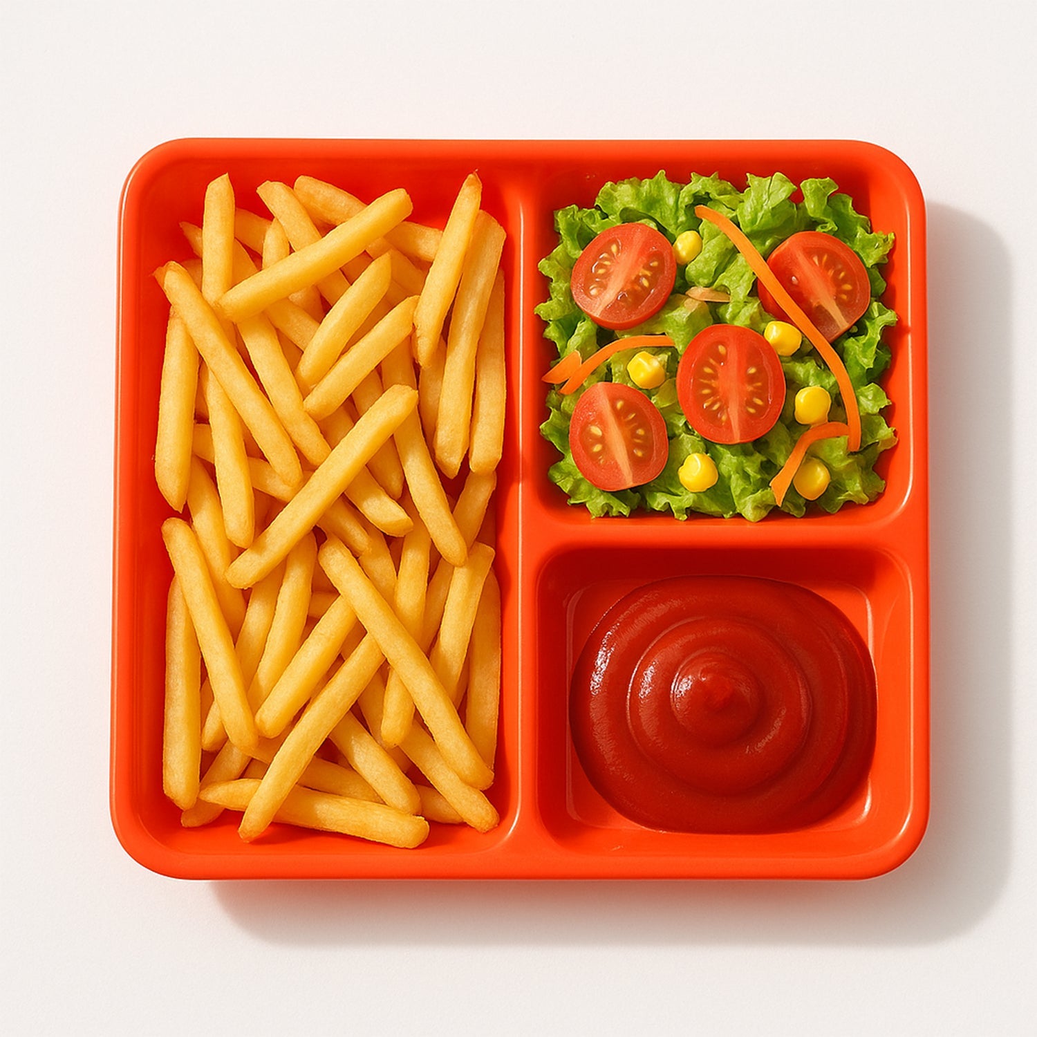 Family enjoying organized meals with the rectangular 3-compartment serving tray.