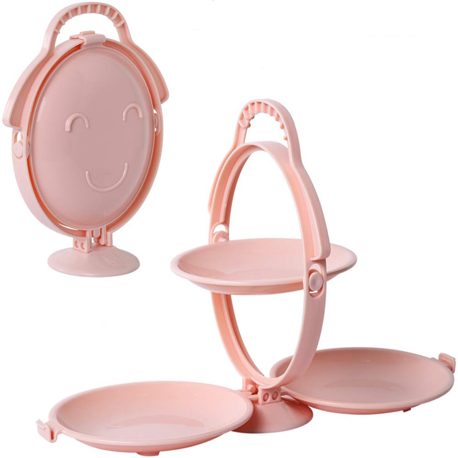 Stable base of 3-layer foldable snack serving stand on tabletop