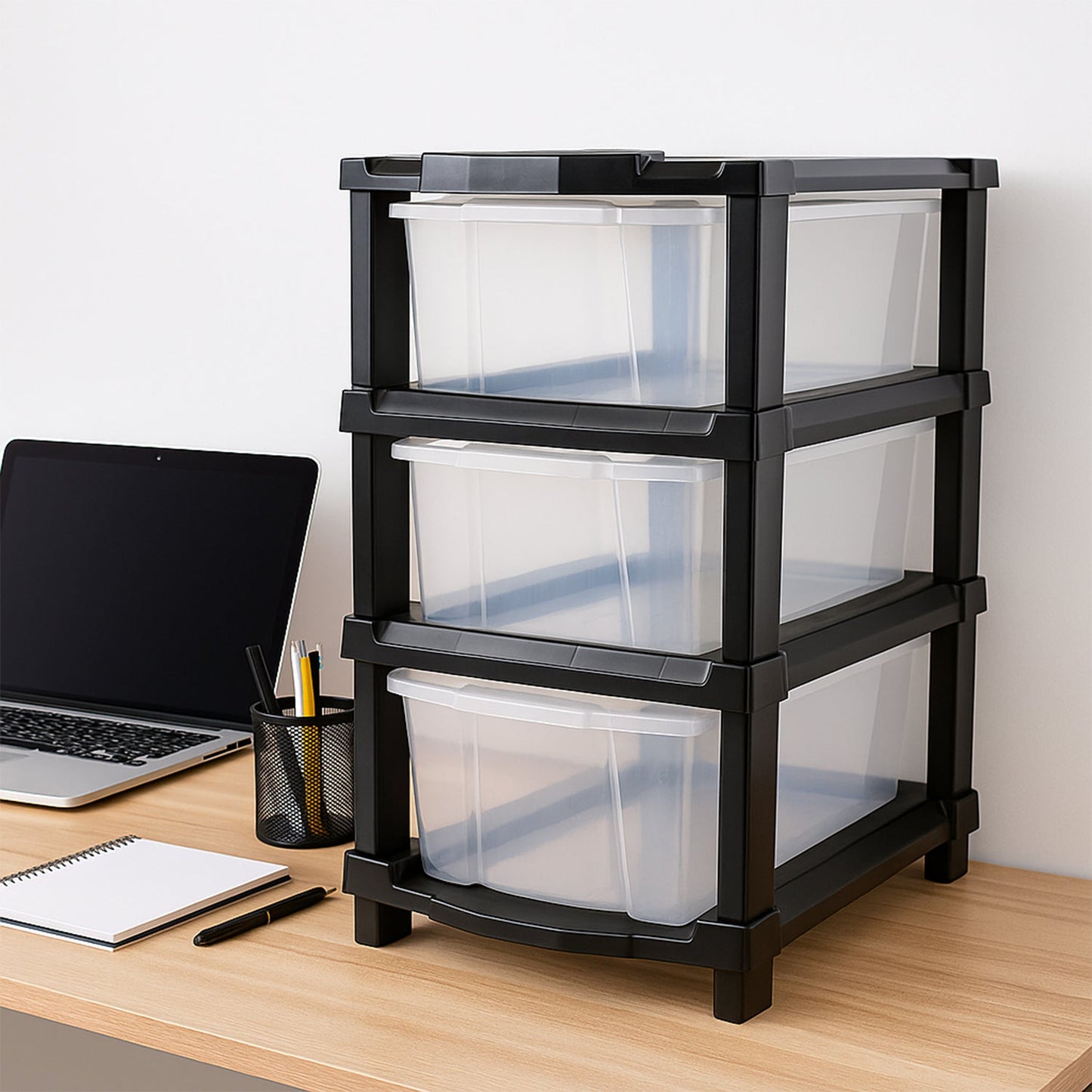 Stackable transparent drawer organizer unit for neat home storage