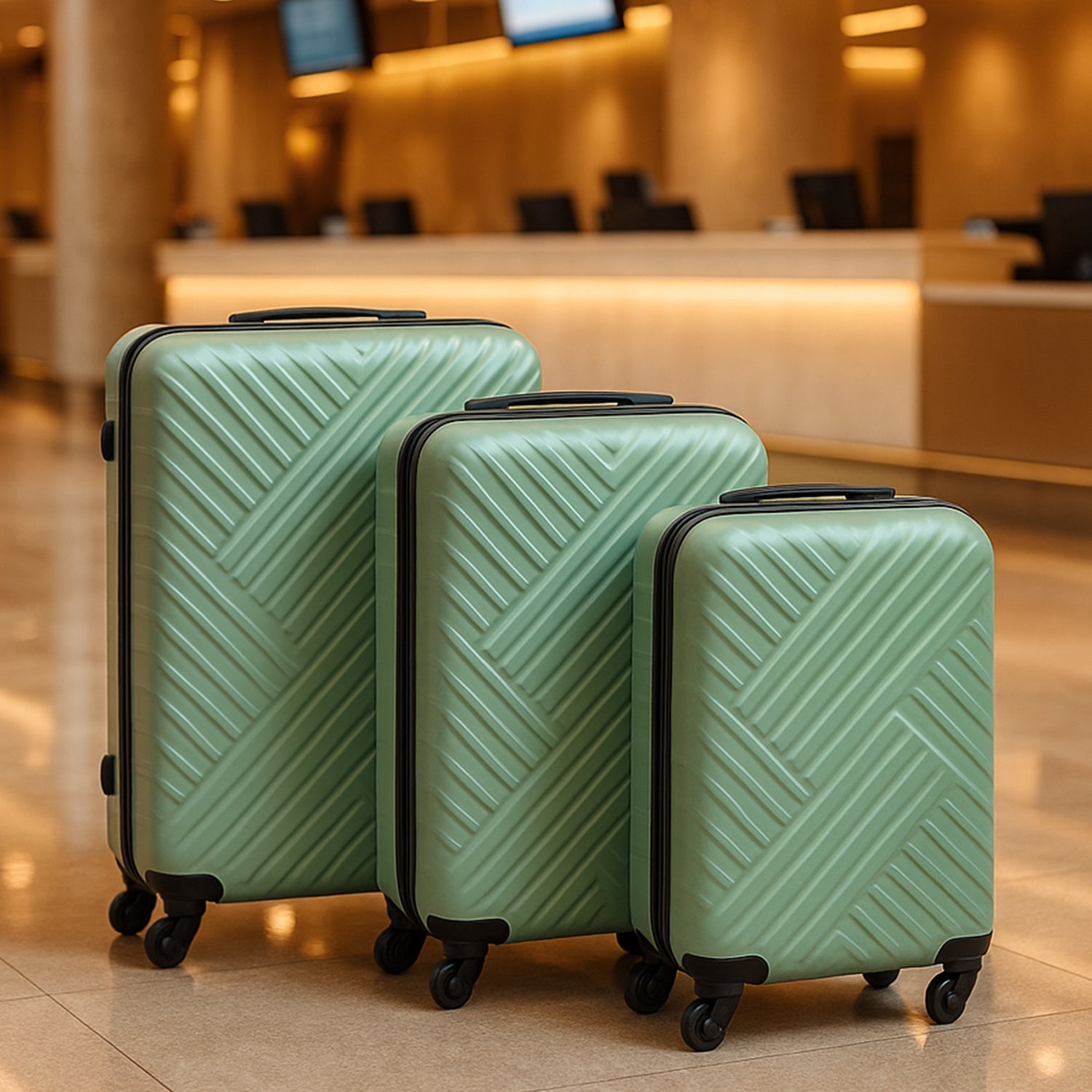 Trekola 3-in-1 luggage set in three sizes, perfect for all travel needs.