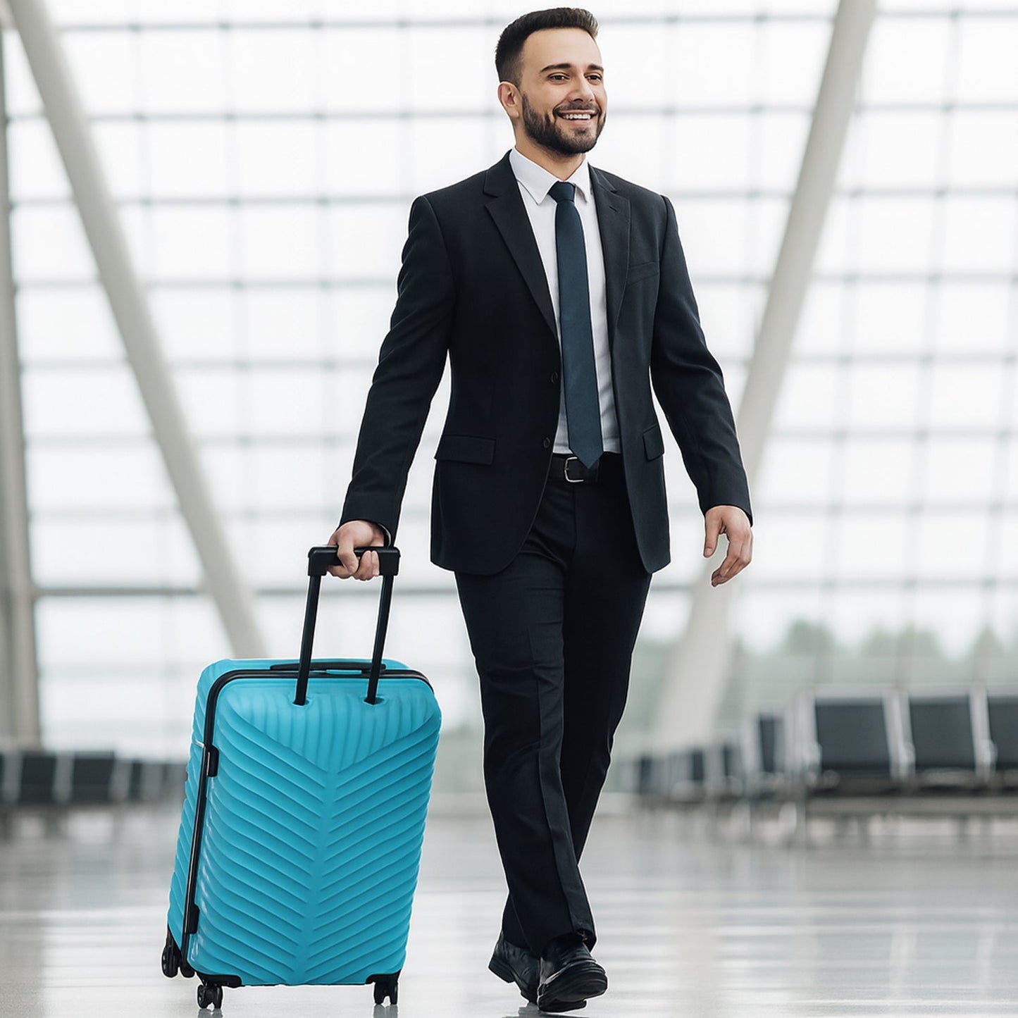 Multiple suitcases arranged as part of the 4-in-1 luggage set