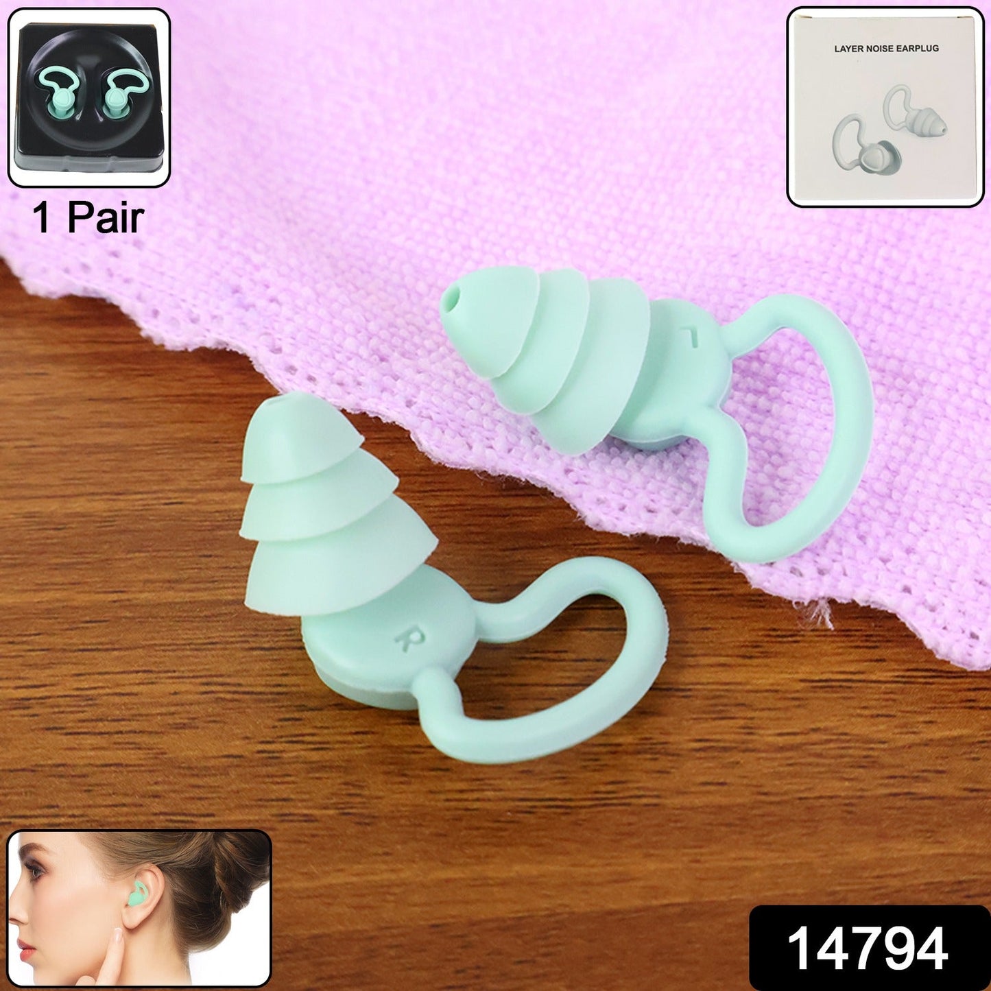 High-quality layered silicone earplugs with comfortable ergonomic shape.