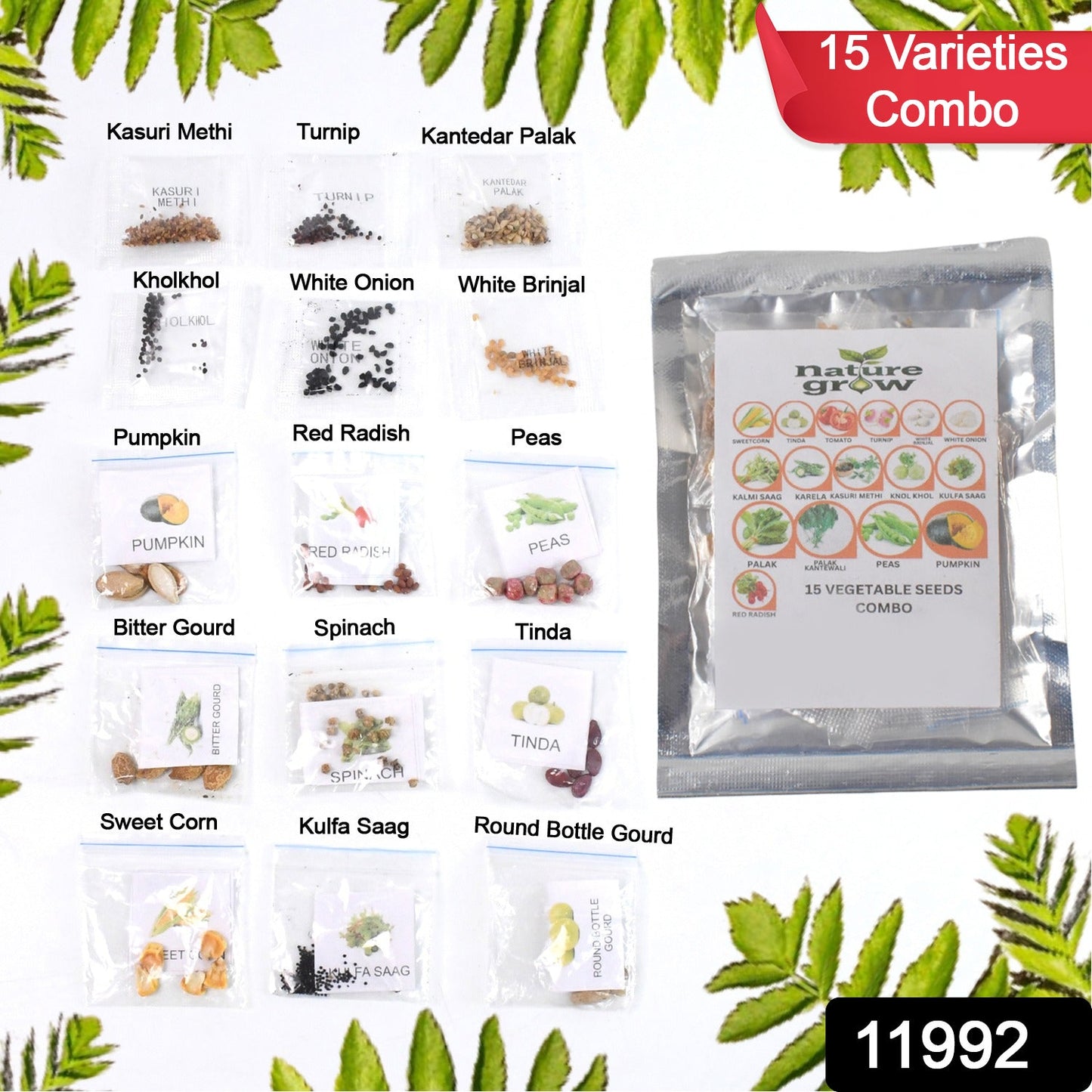 Nature Grow vegetable mix seed pack with diverse seeds for garden