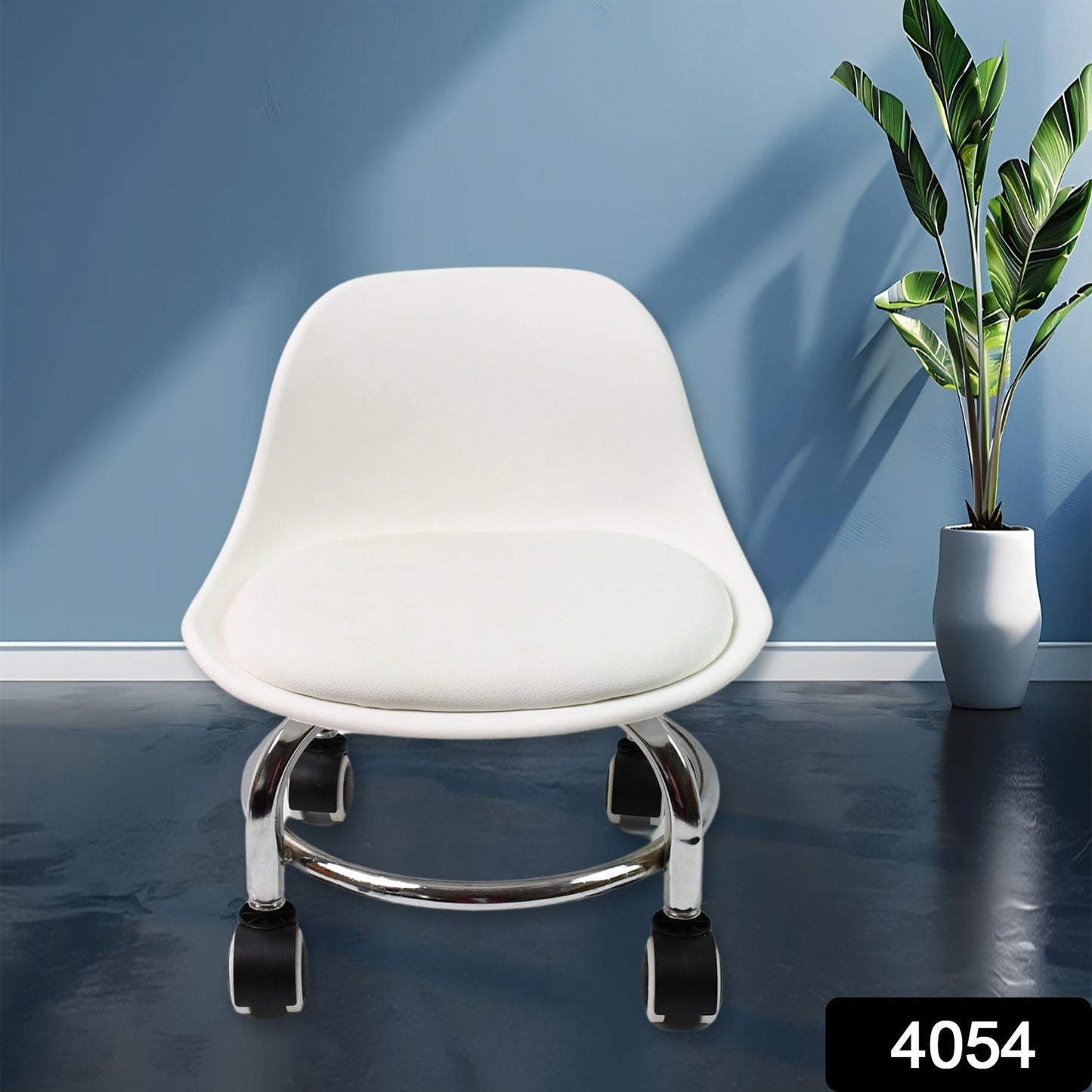 Person using the versatile rolling stool for a pedicure session in a salon setting.